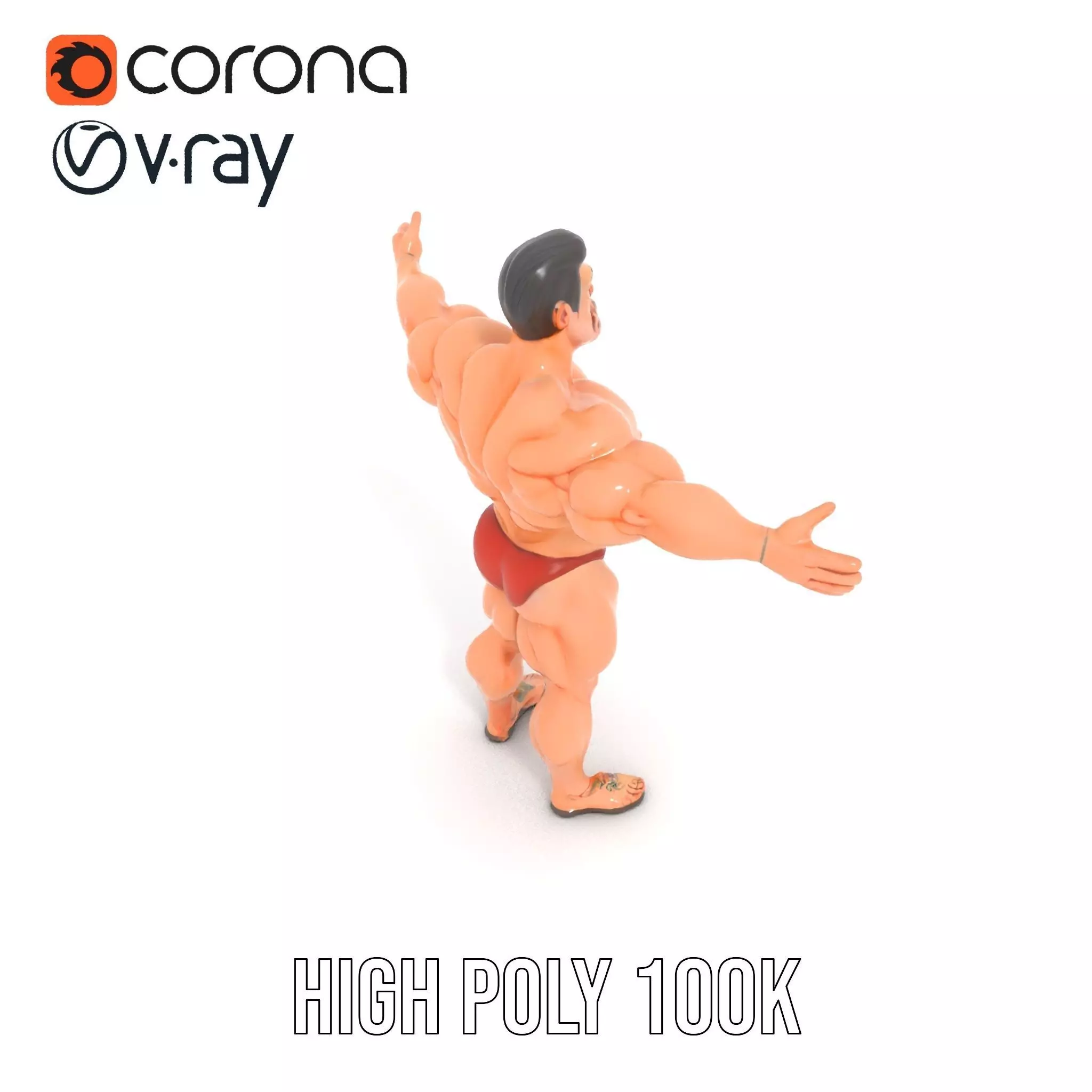 Muscular Hero Character model pack Low-poly 3D model_20