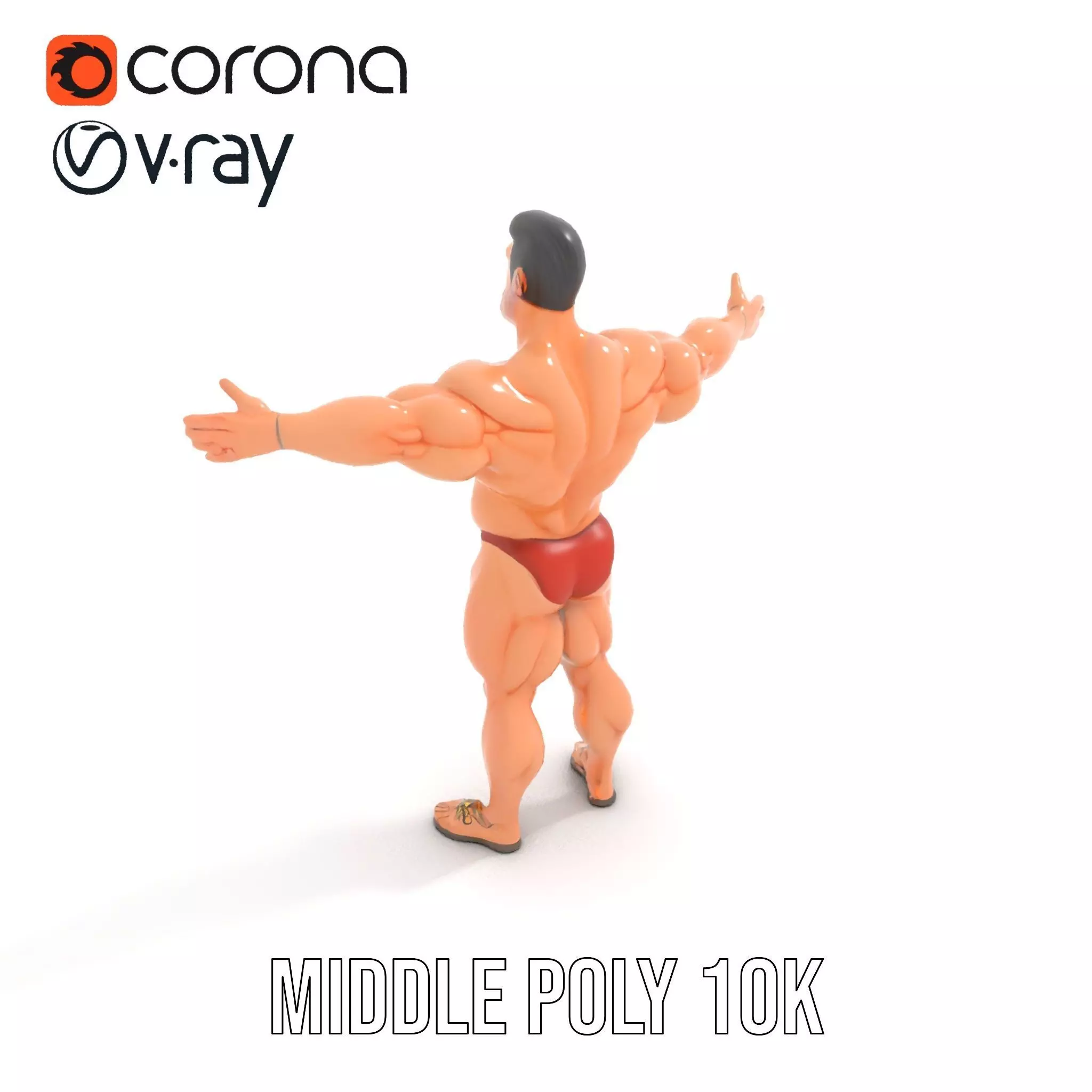 Muscular Hero Character model pack Low-poly 3D model_6