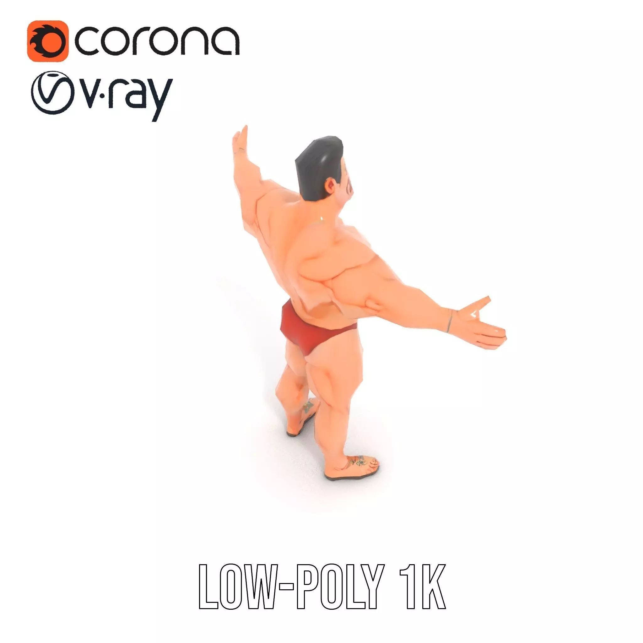 Muscular Hero Character model pack Low-poly 3D model_14