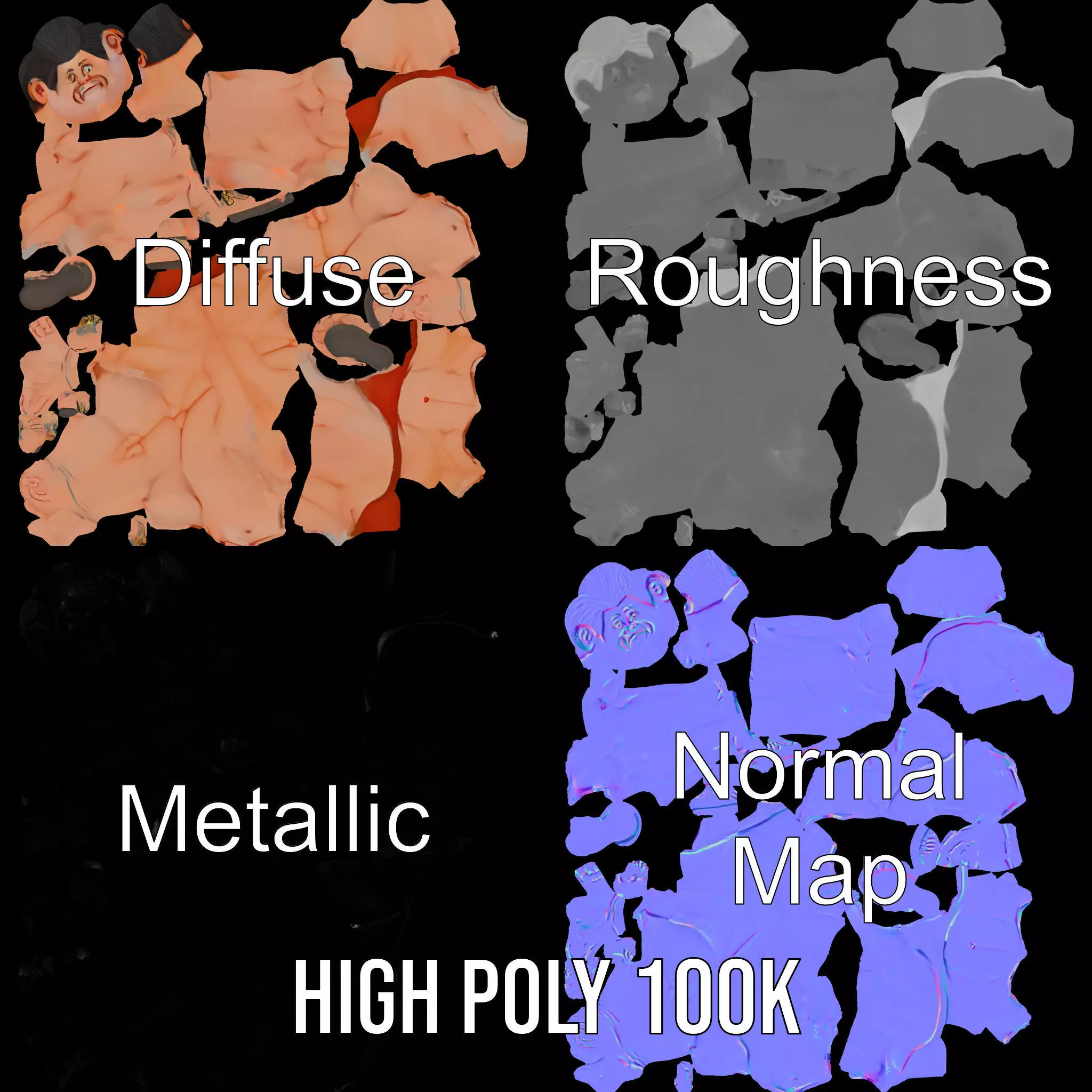 Muscular Hero Character model pack Low-poly 3D model_3