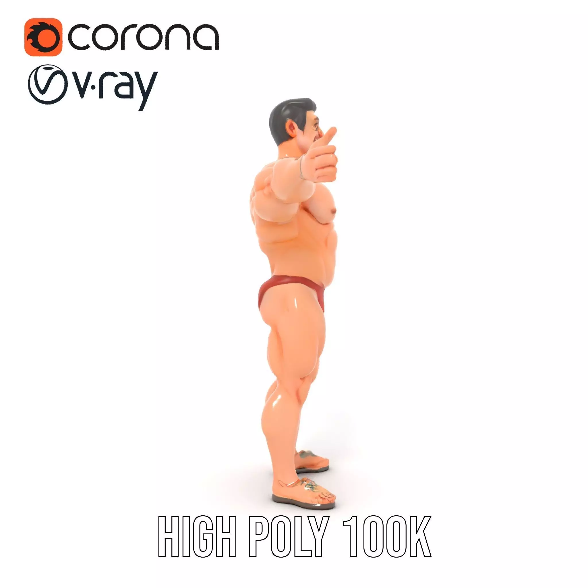 Muscular Hero Character model pack Low-poly 3D model_32