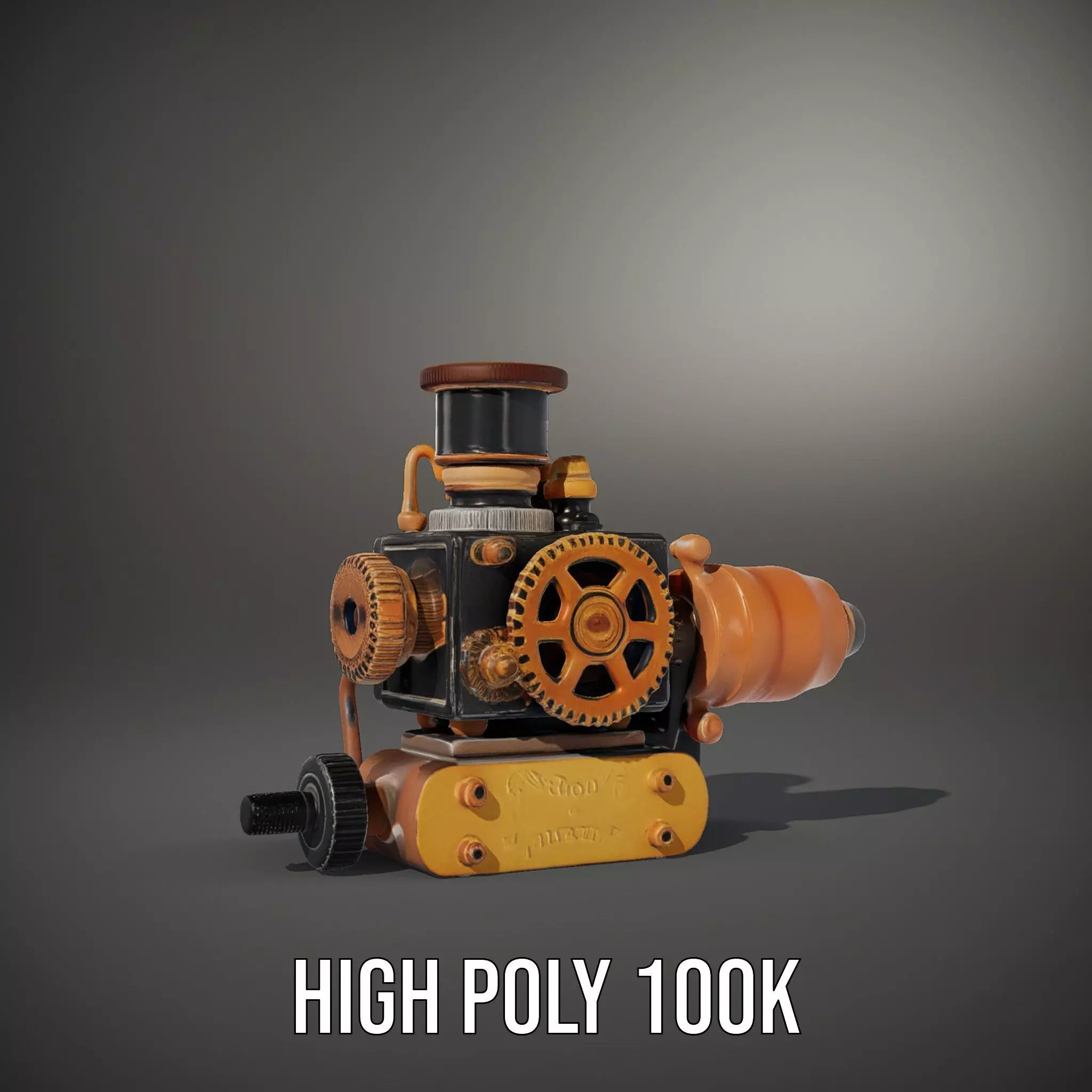 Steampunk Brass Engine model pack Low-poly 3D model_10