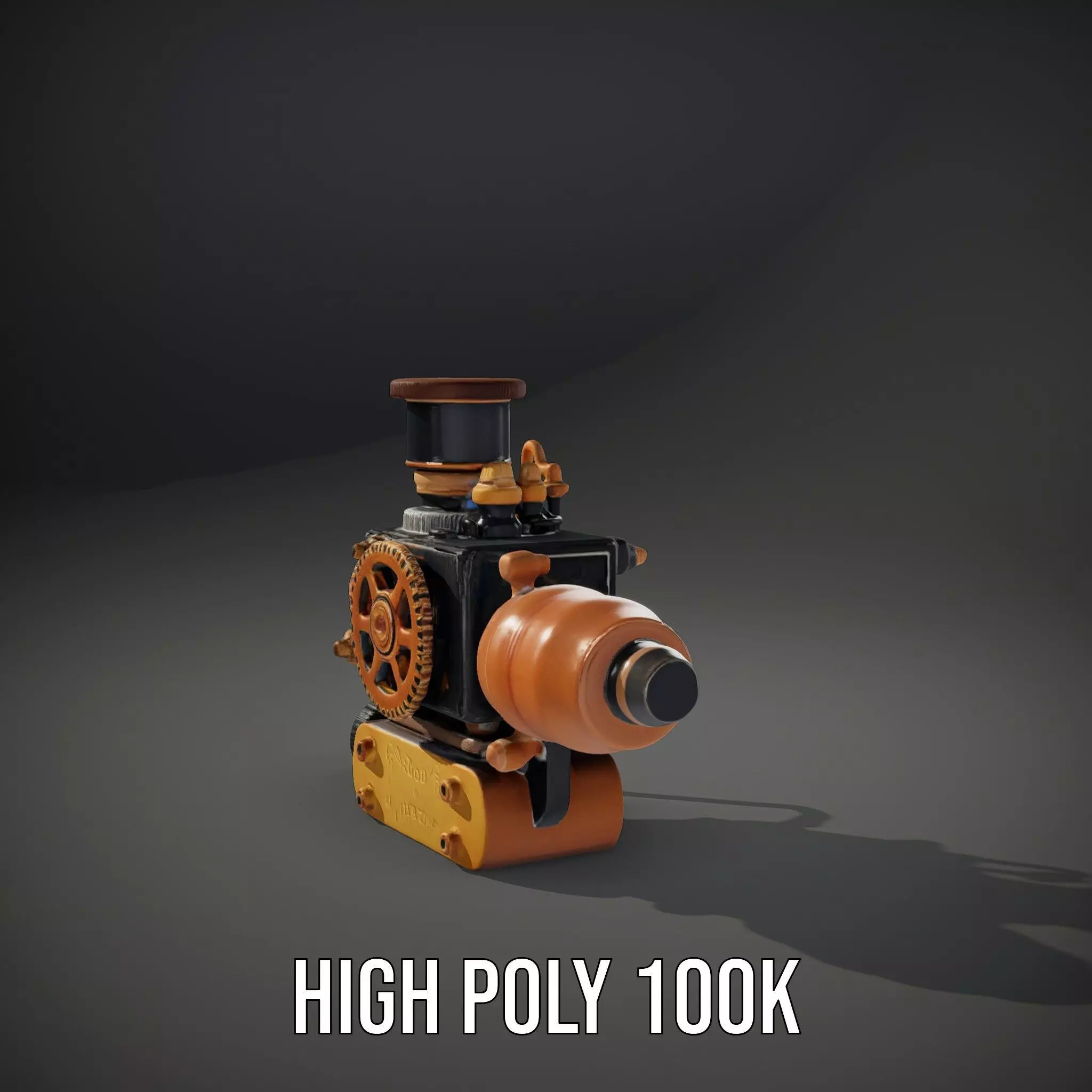Steampunk Brass Engine model pack Low-poly 3D model_8