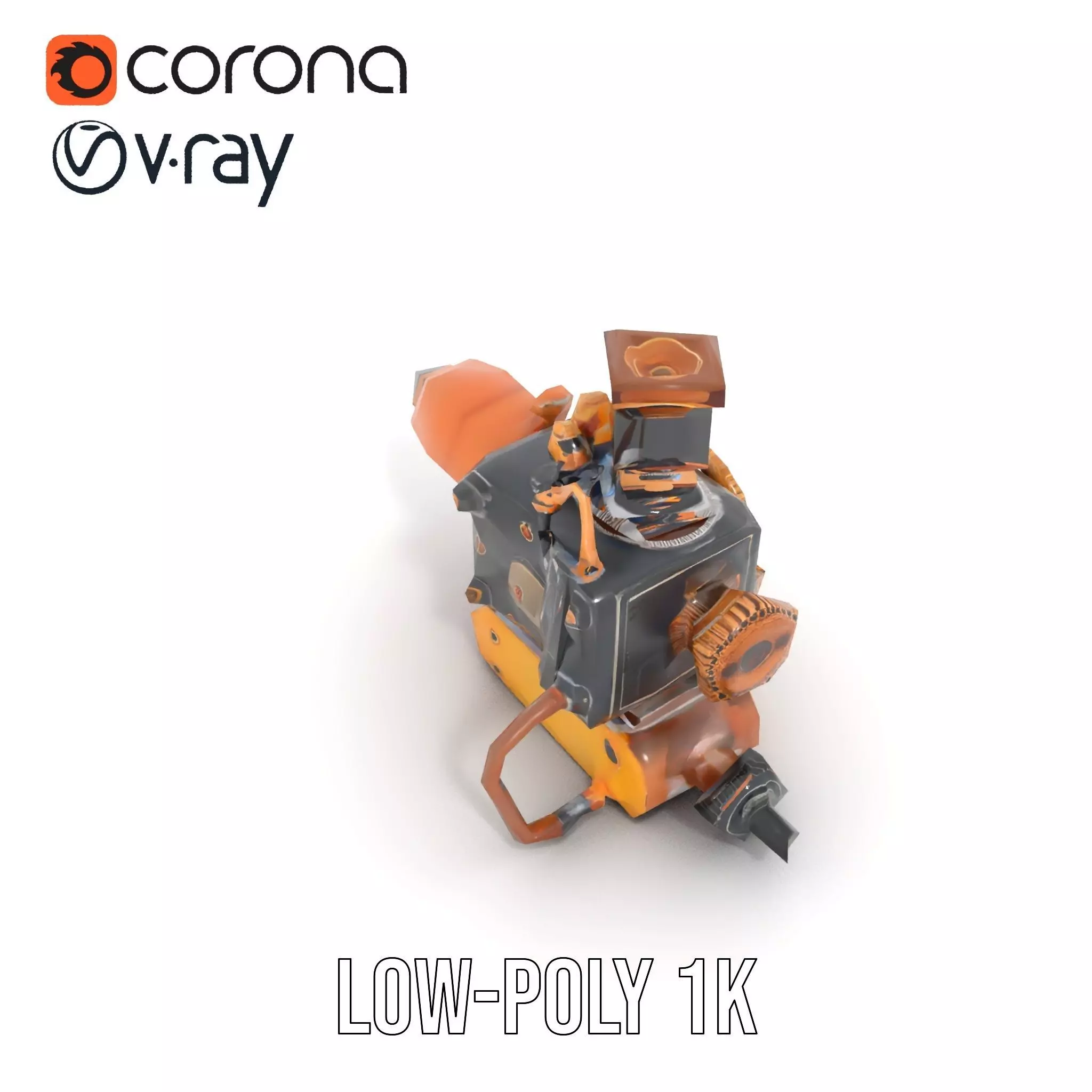 Steampunk Brass Engine model pack Low-poly 3D model_7