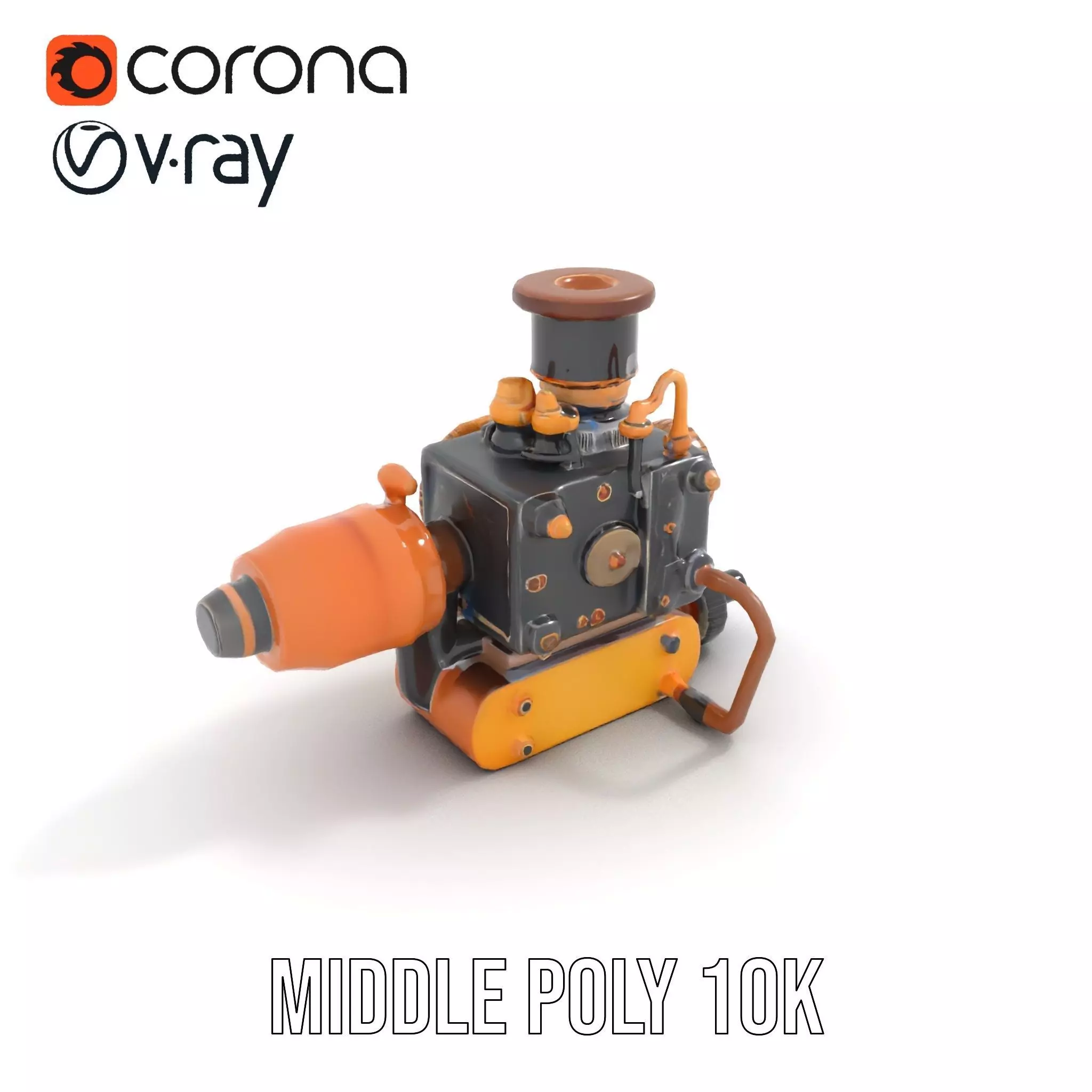 Steampunk Brass Engine model pack Low-poly 3D model_13