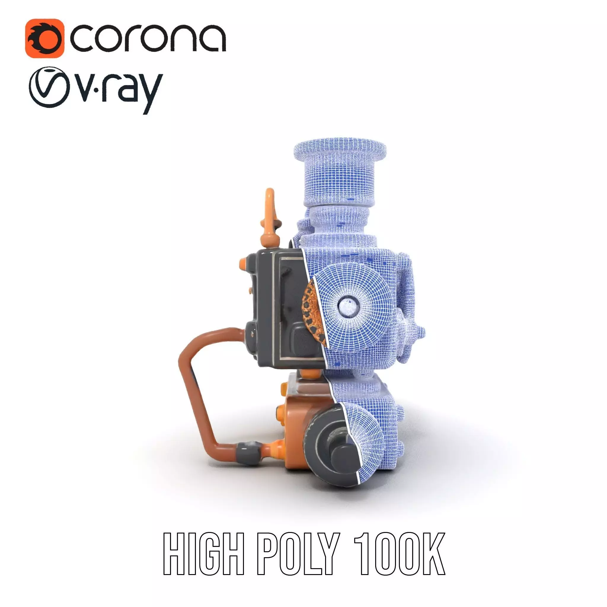 Steampunk Brass Engine model pack Low-poly 3D model_34