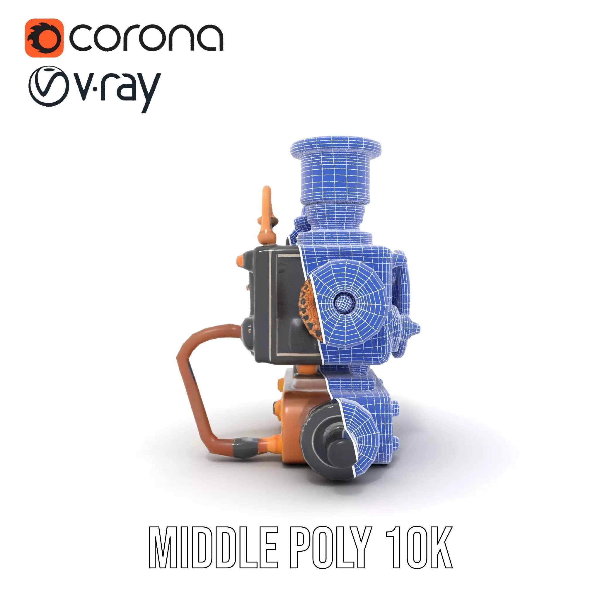 Steampunk Brass Engine model pack Low-poly 3D model_29