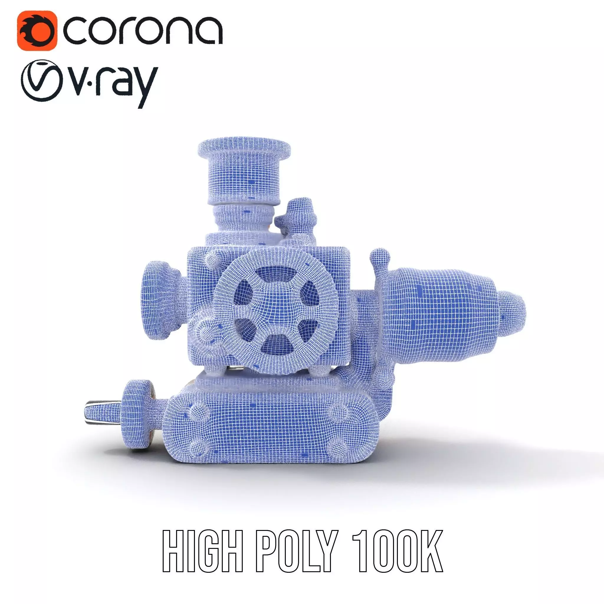 Steampunk Brass Engine model pack Low-poly 3D model_23