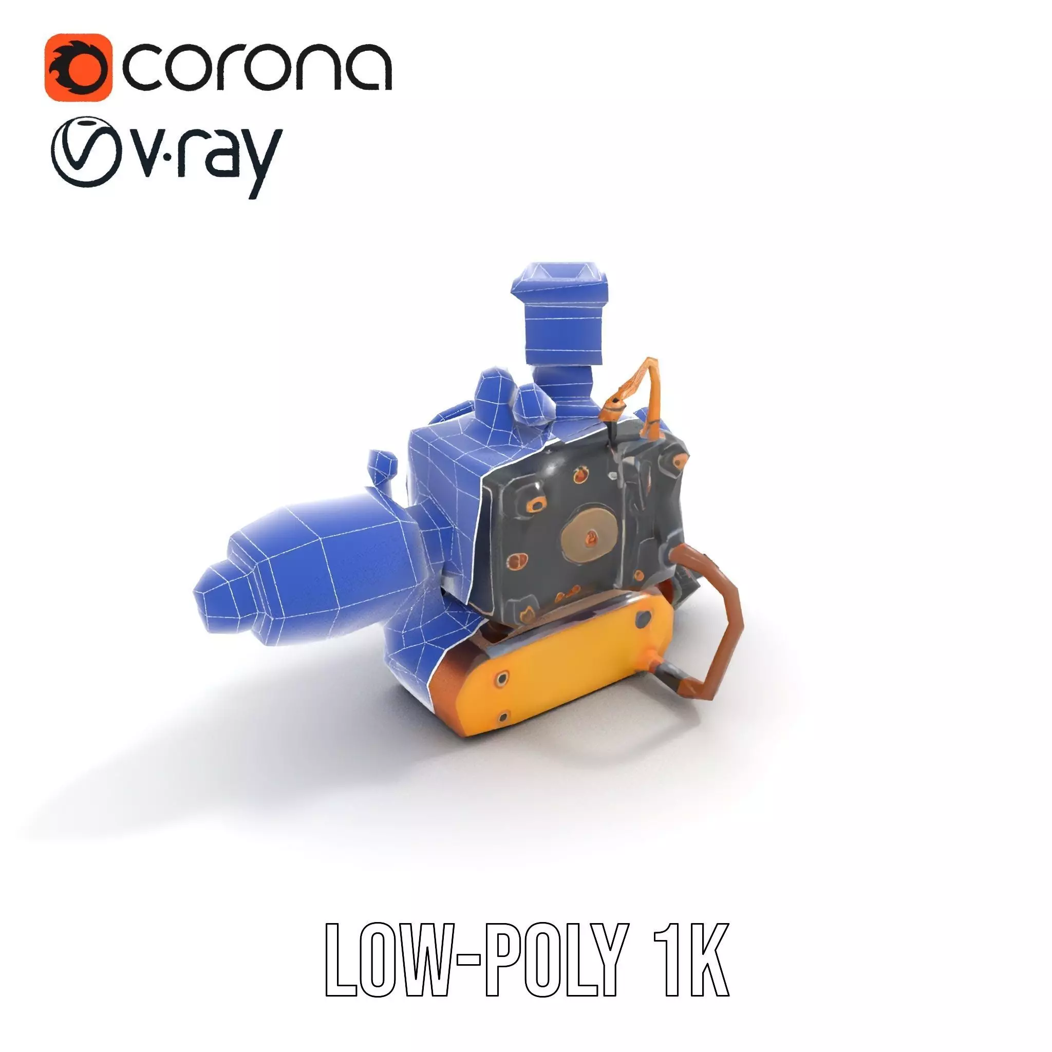 Steampunk Brass Engine model pack Low-poly 3D model_19