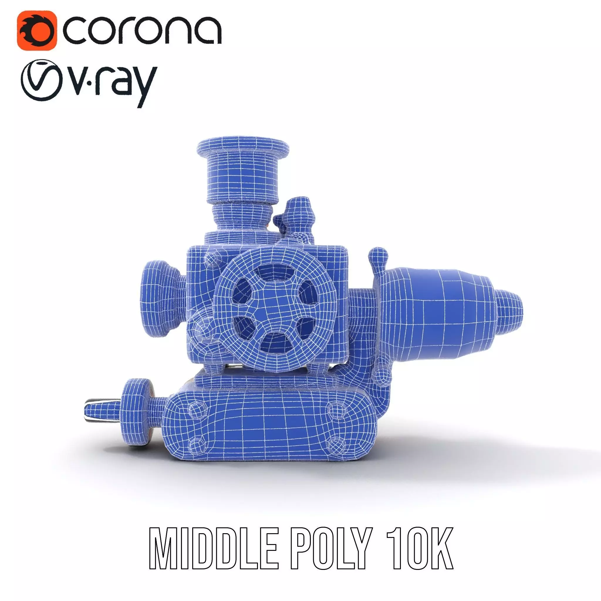 Steampunk Brass Engine model pack Low-poly 3D model_24