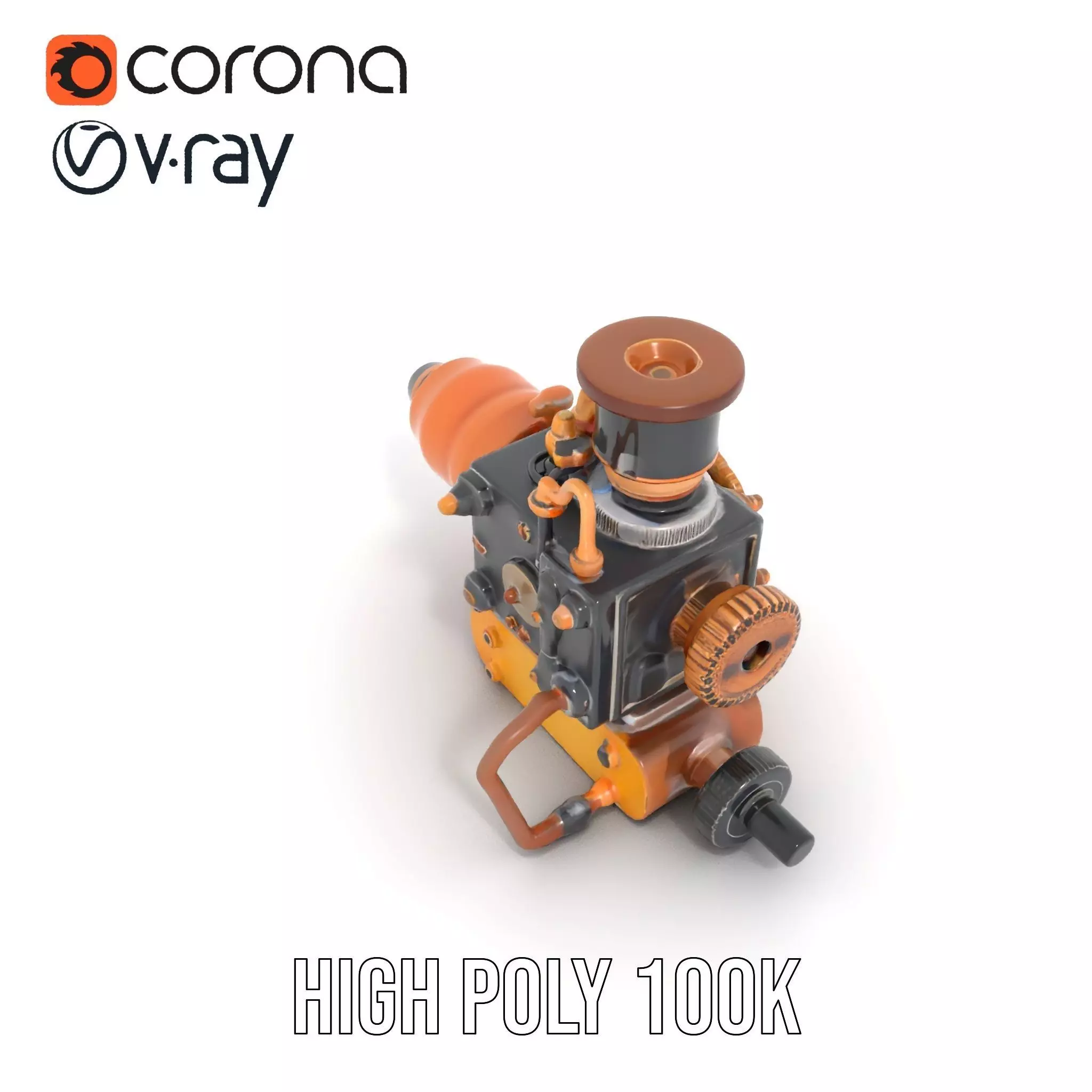 Steampunk Brass Engine model pack Low-poly 3D model_20