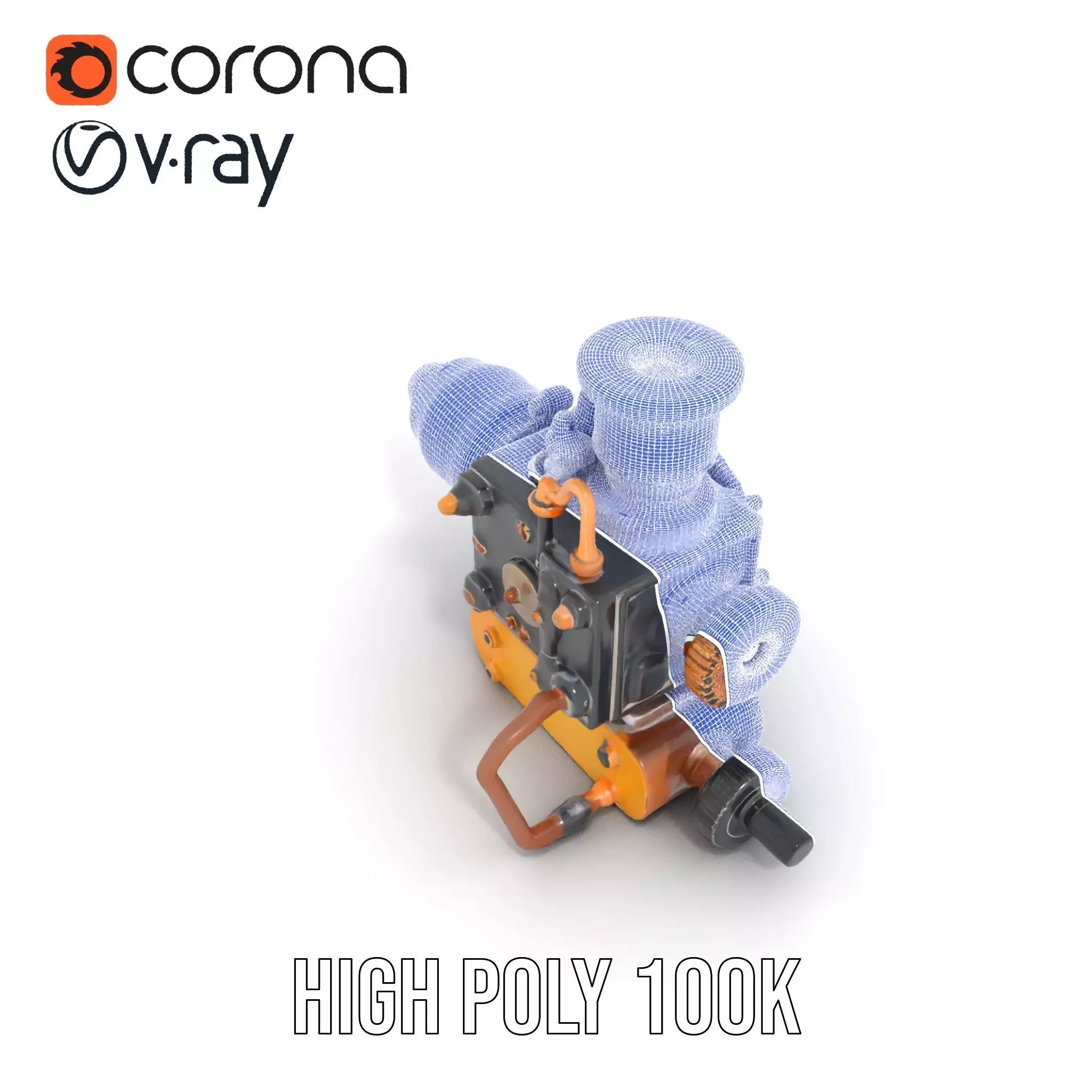 Steampunk Brass Engine model pack Low-poly 3D model_28