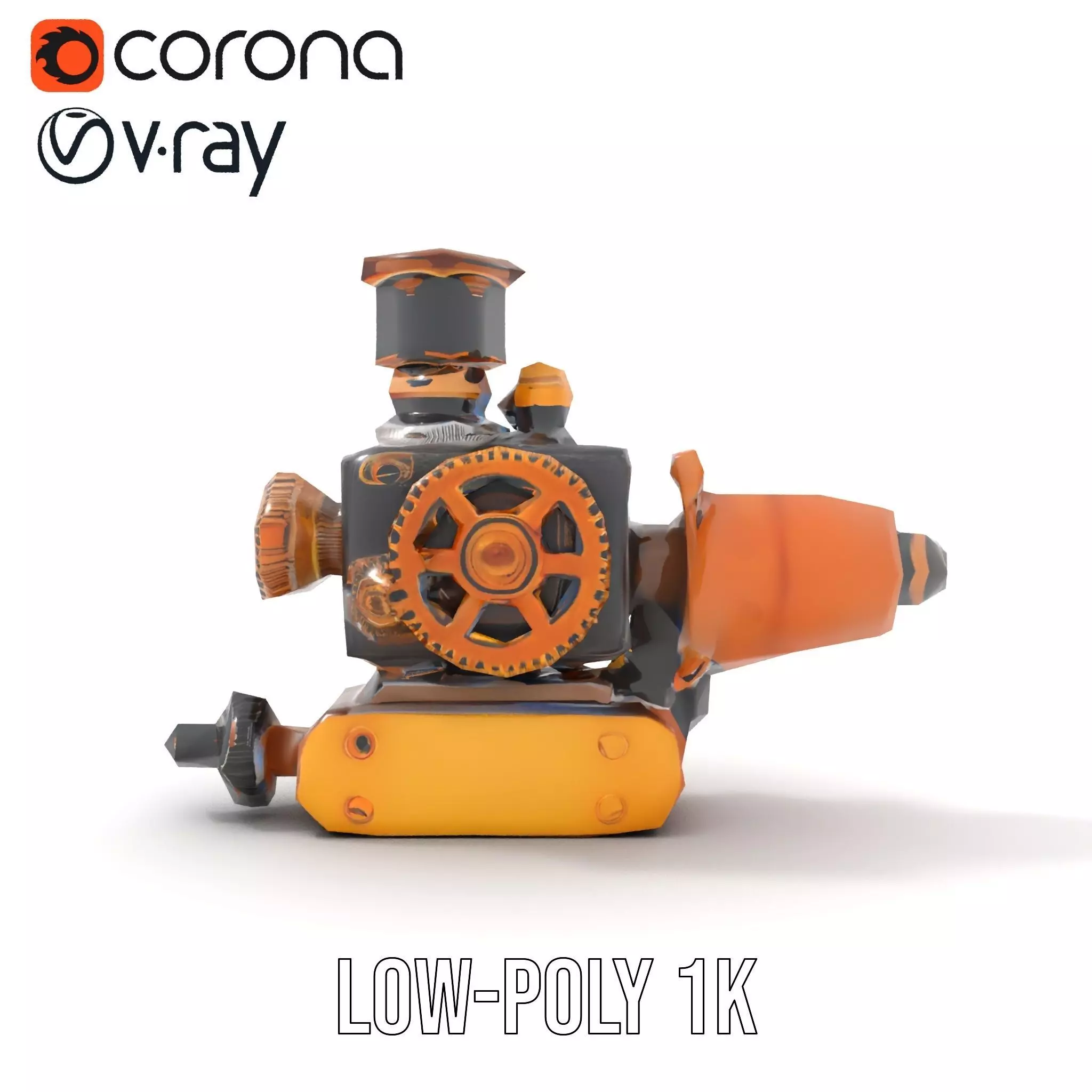 Steampunk Brass Engine model pack Low-poly 3D model_12