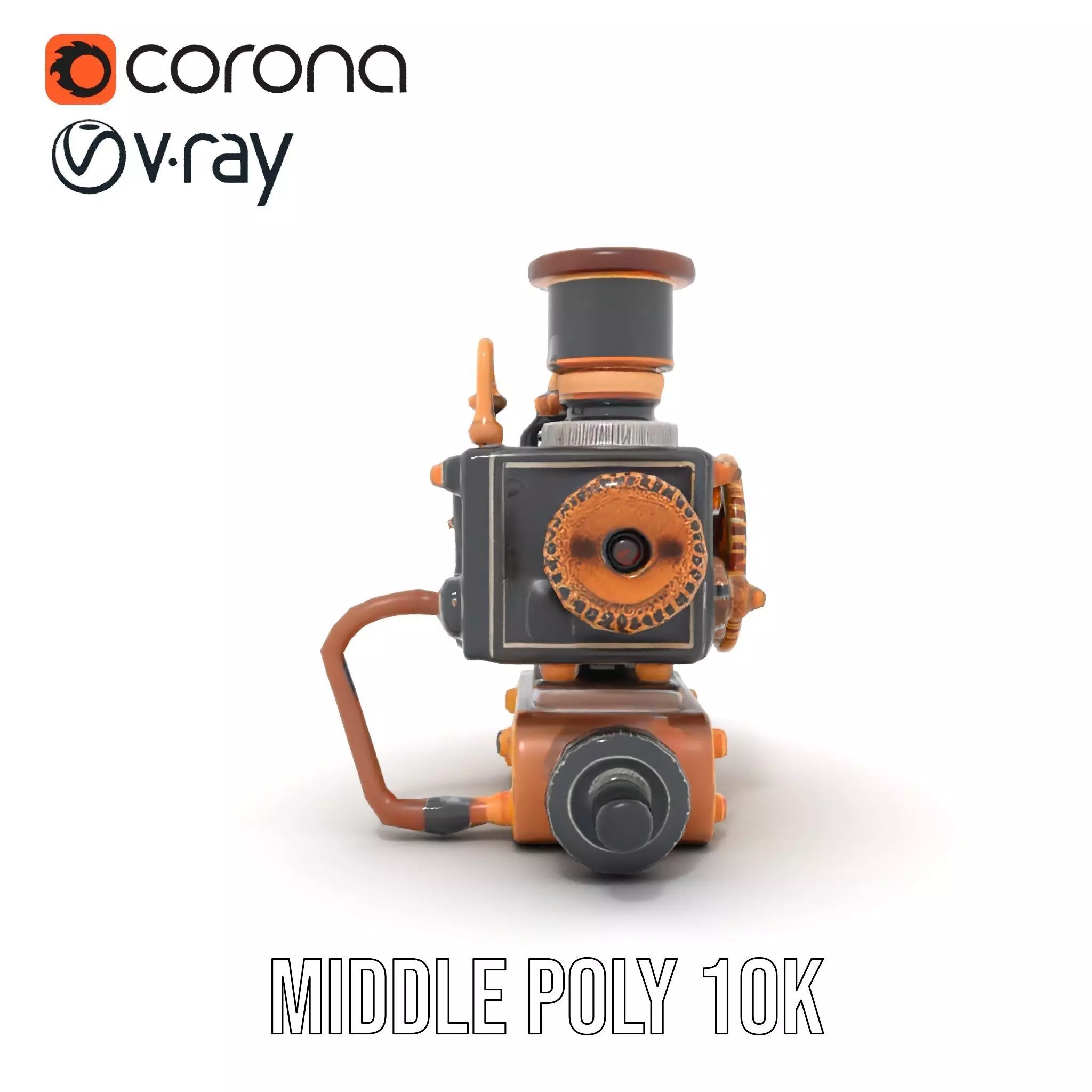 Steampunk Brass Engine model pack Low-poly 3D model_5