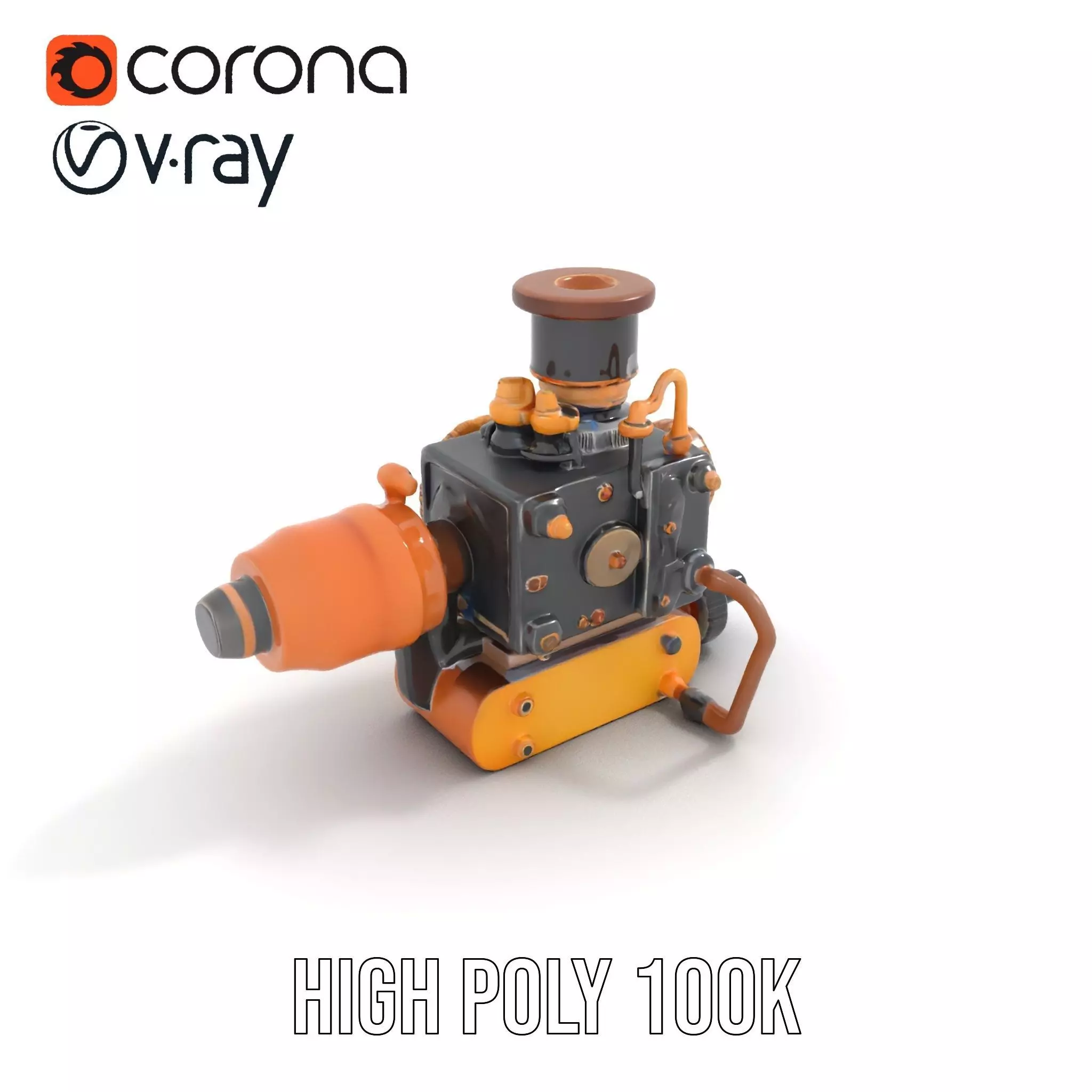 Steampunk Brass Engine model pack Low-poly 3D model_17