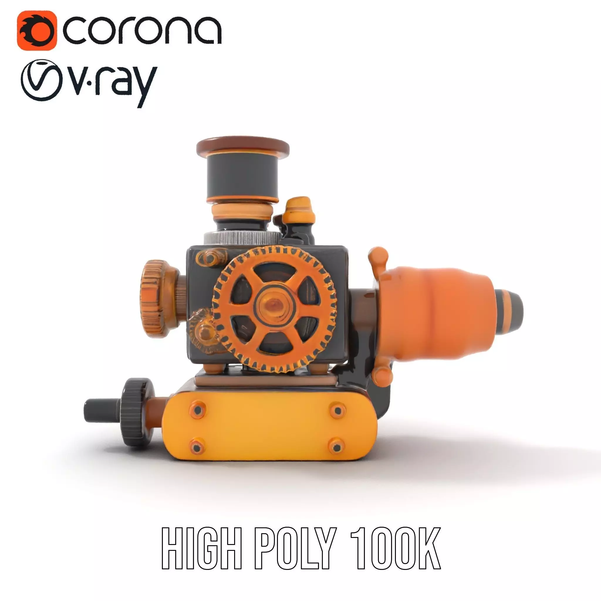 Steampunk Brass Engine model pack Low-poly 3D model_33