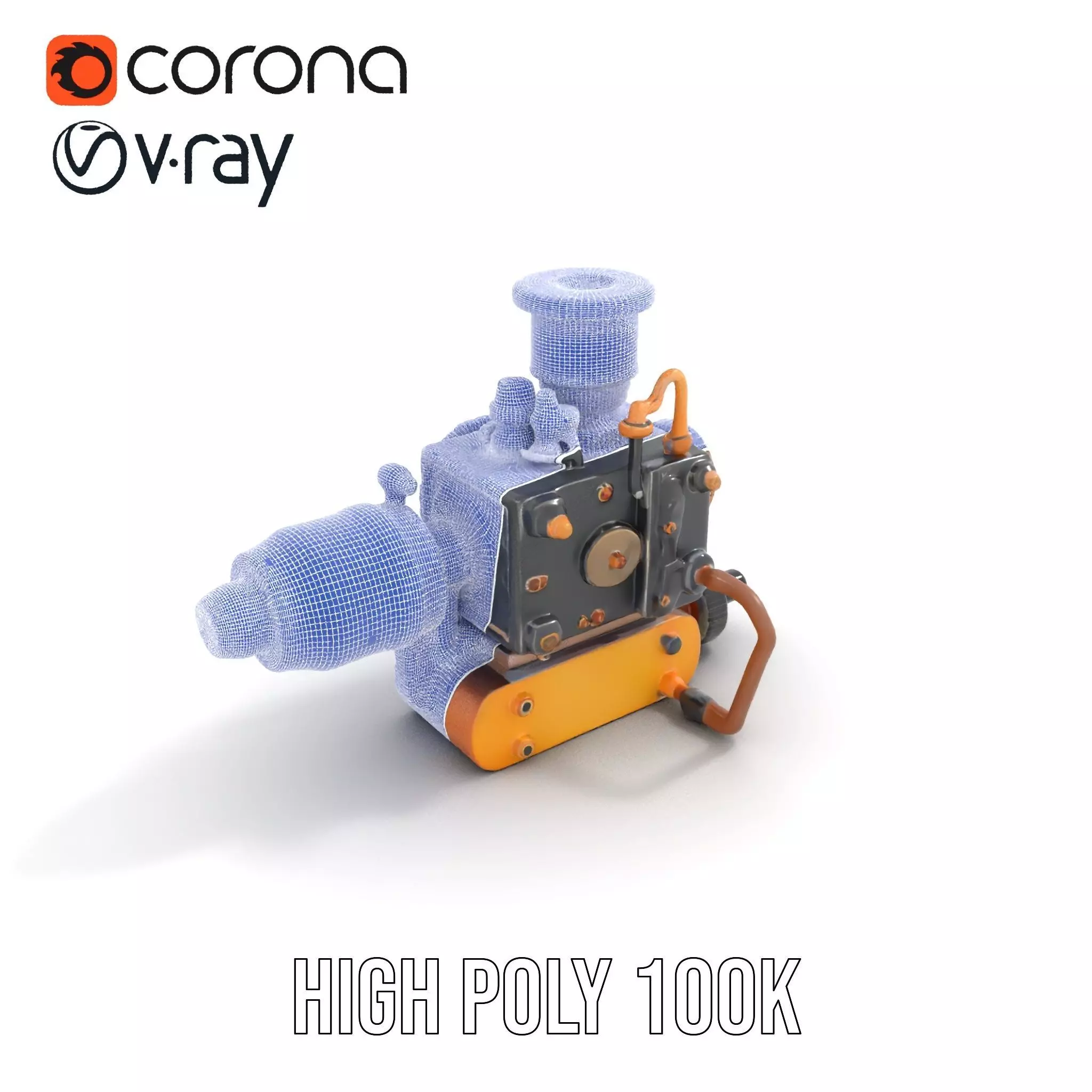 Steampunk Brass Engine model pack Low-poly 3D model_31