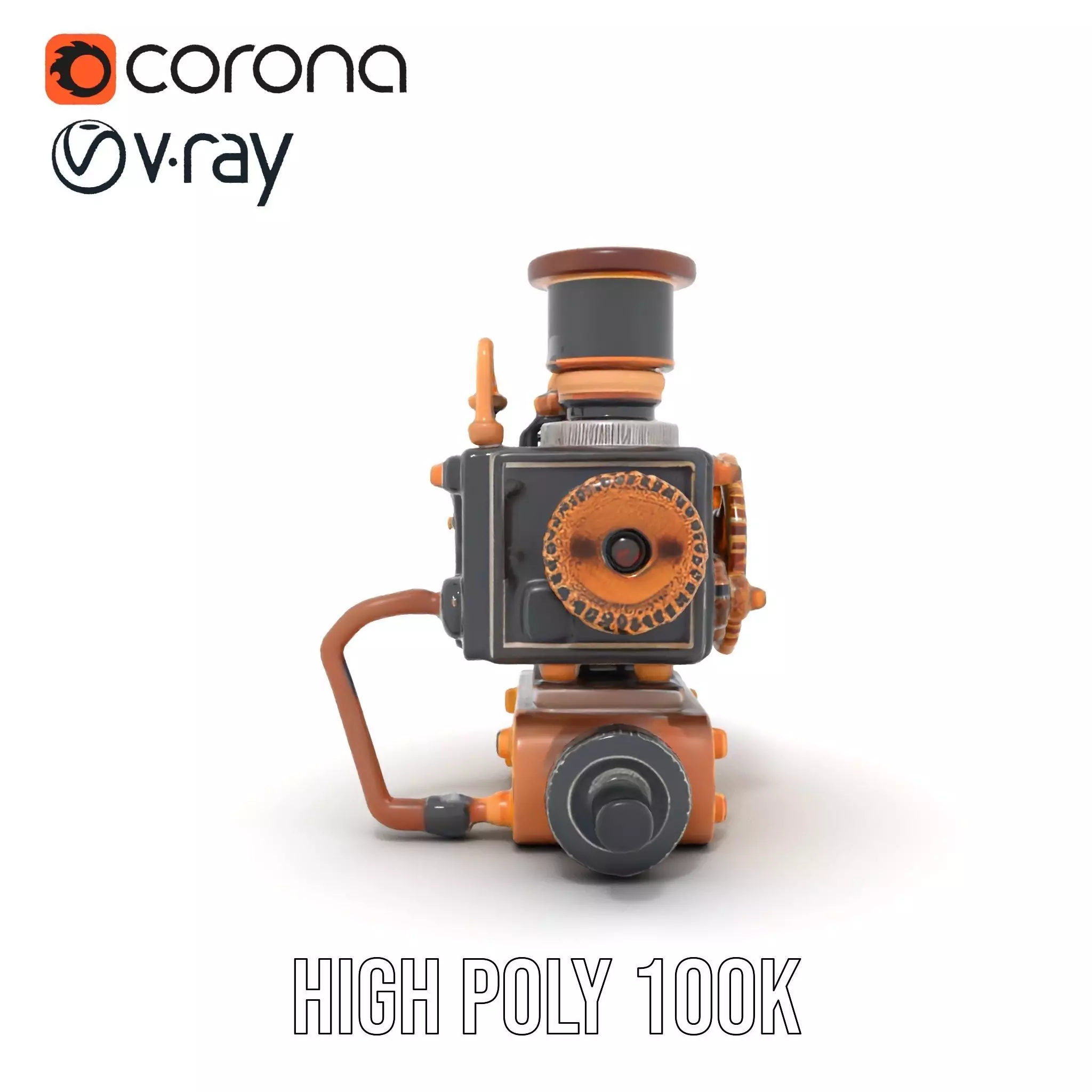Steampunk Brass Engine model pack Low-poly 3D model_32