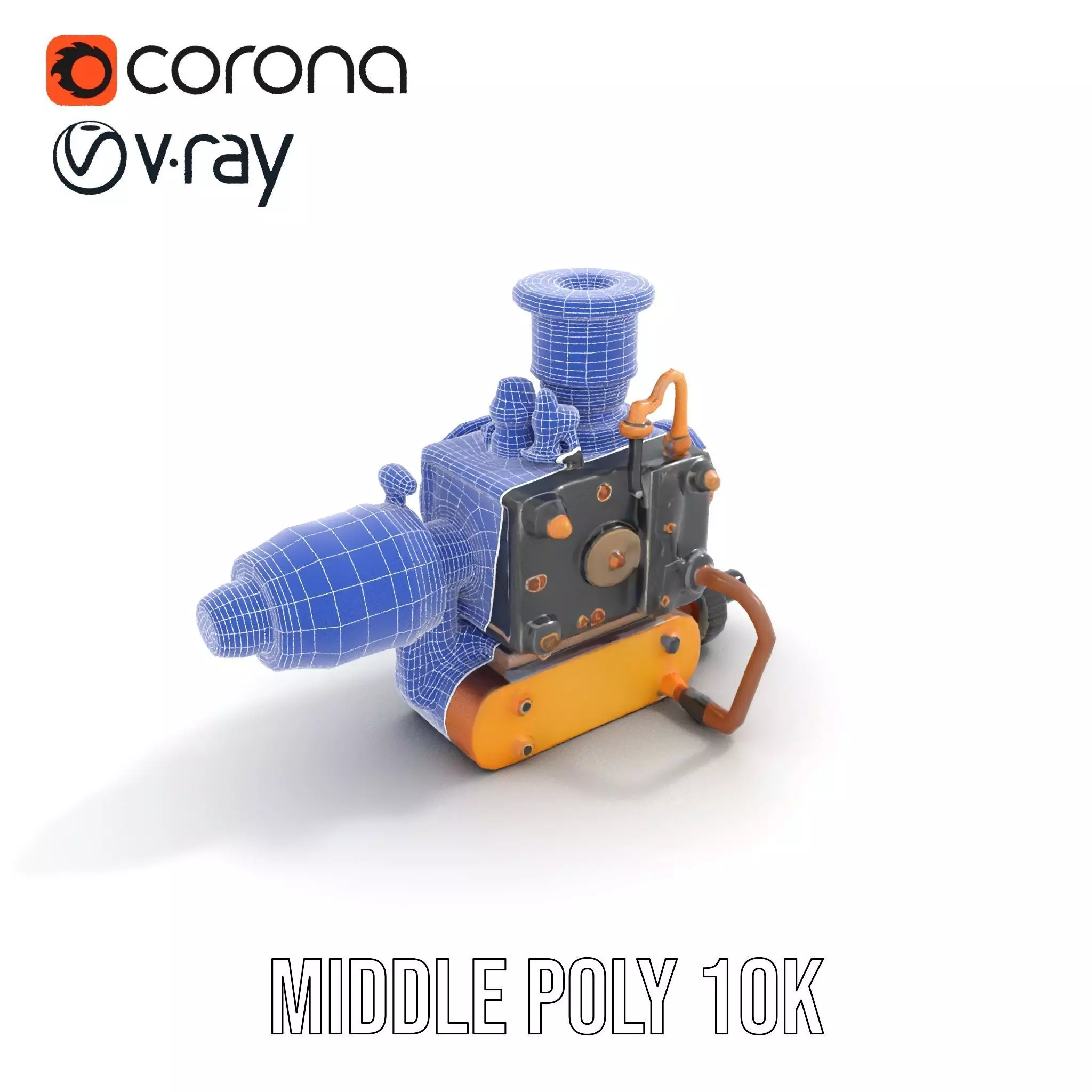 Steampunk Brass Engine model pack Low-poly 3D model_21