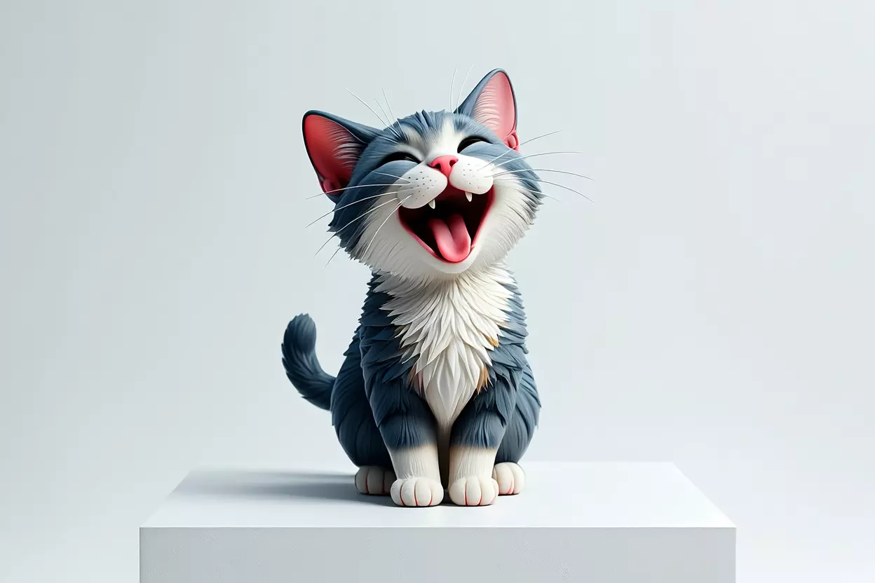 2245Laughing Cat 3D Printed Full Figure Statue pug 3D print model