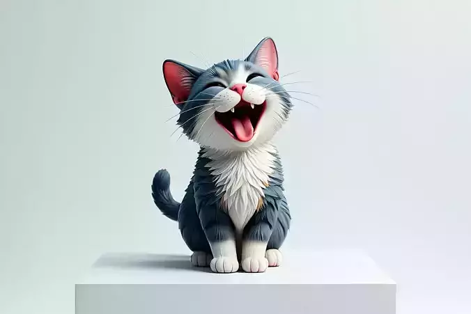 2245Laughing Cat 3D Printed Full Figure Statue  pug