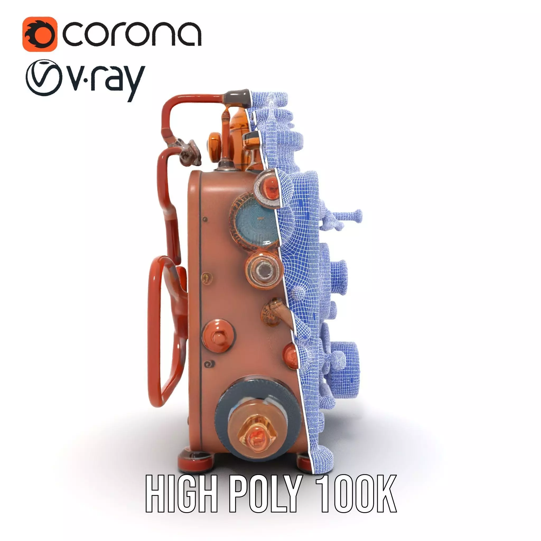 Steampunk Copper Gadget model pack Low-poly 3D model_34