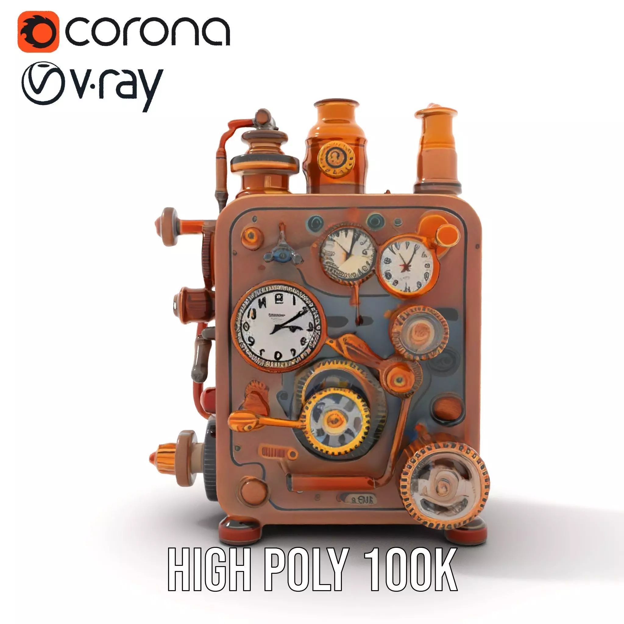 Steampunk Copper Gadget model pack Low-poly 3D model_28