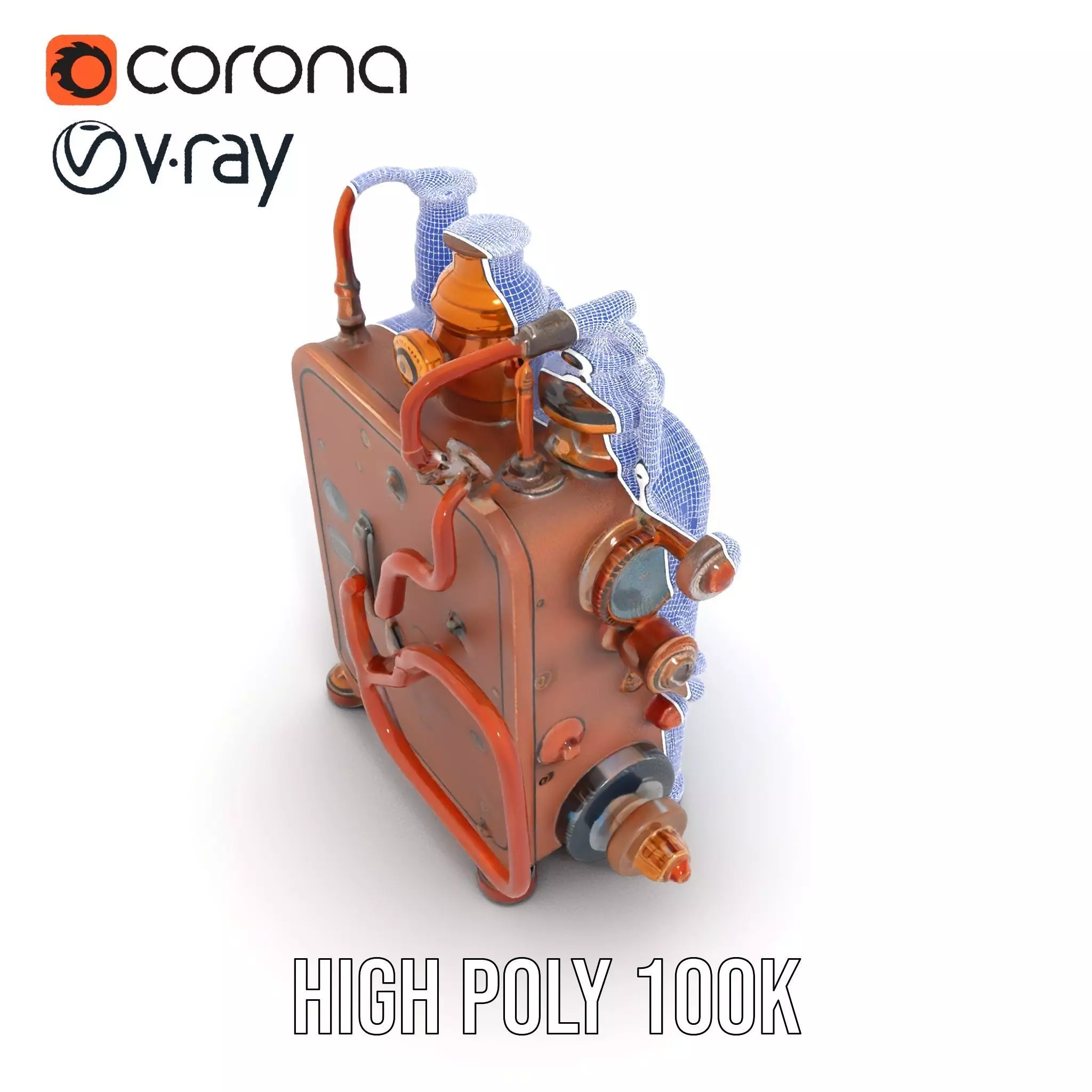 Steampunk Copper Gadget model pack Low-poly 3D model_33