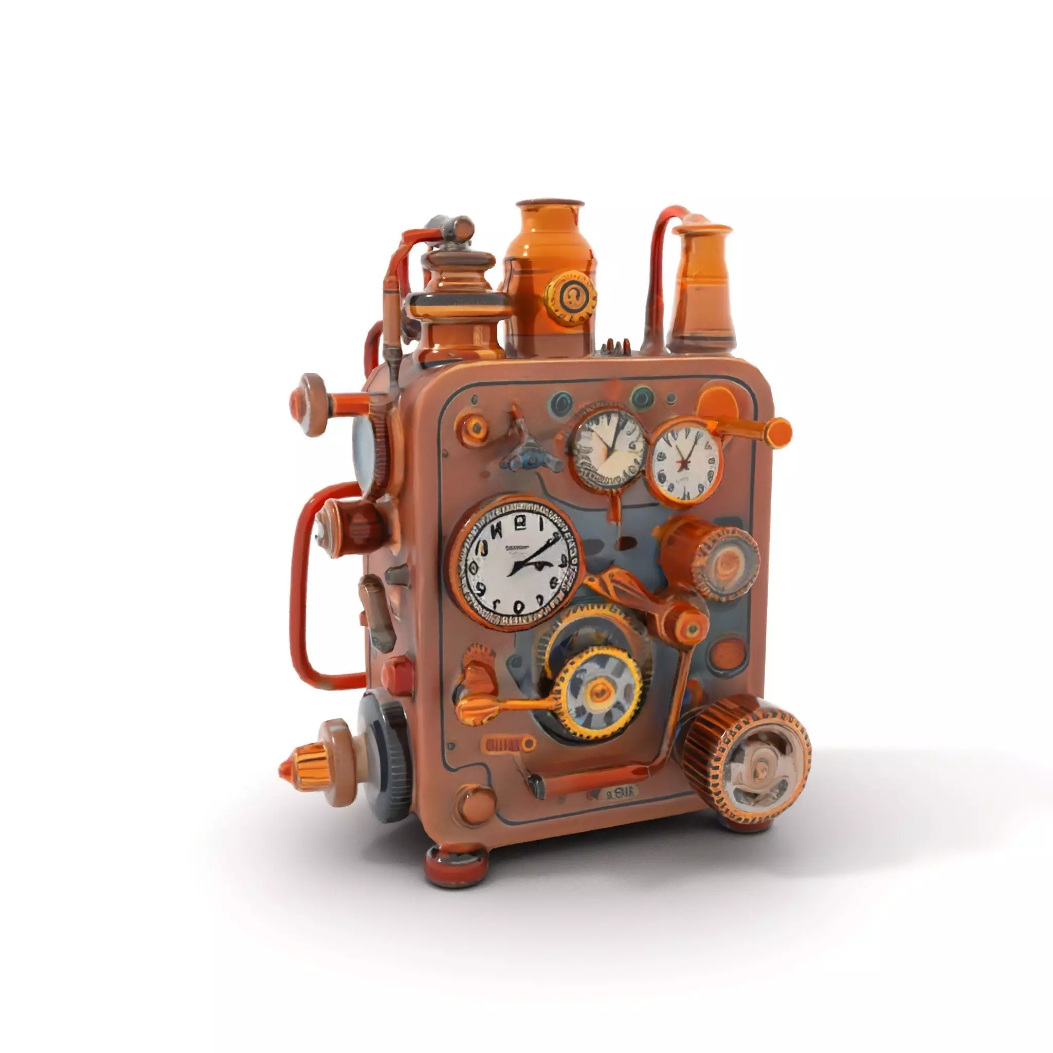 Steampunk Copper Gadget model pack Low-poly 3D model_6