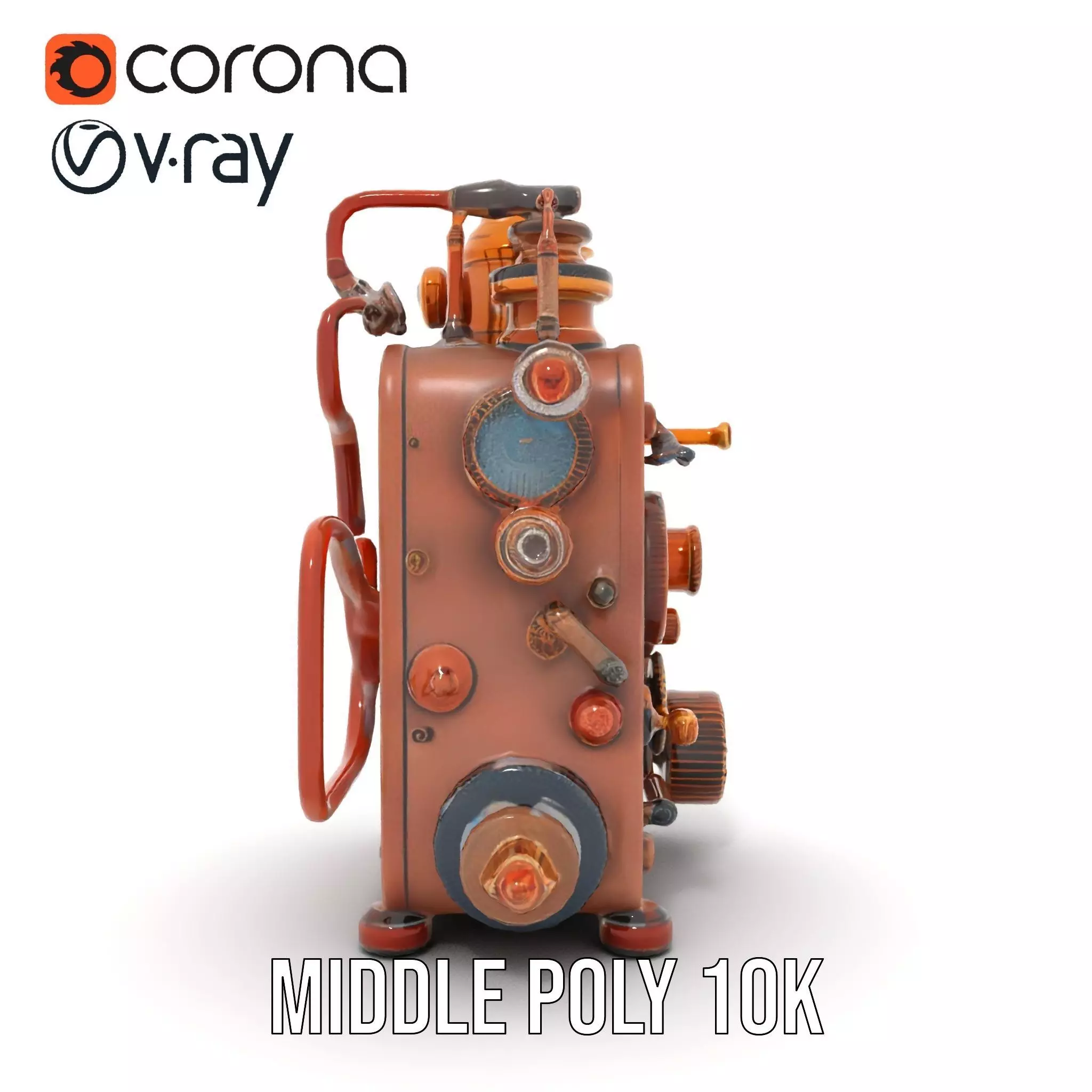 Steampunk Copper Gadget model pack Low-poly 3D model_13