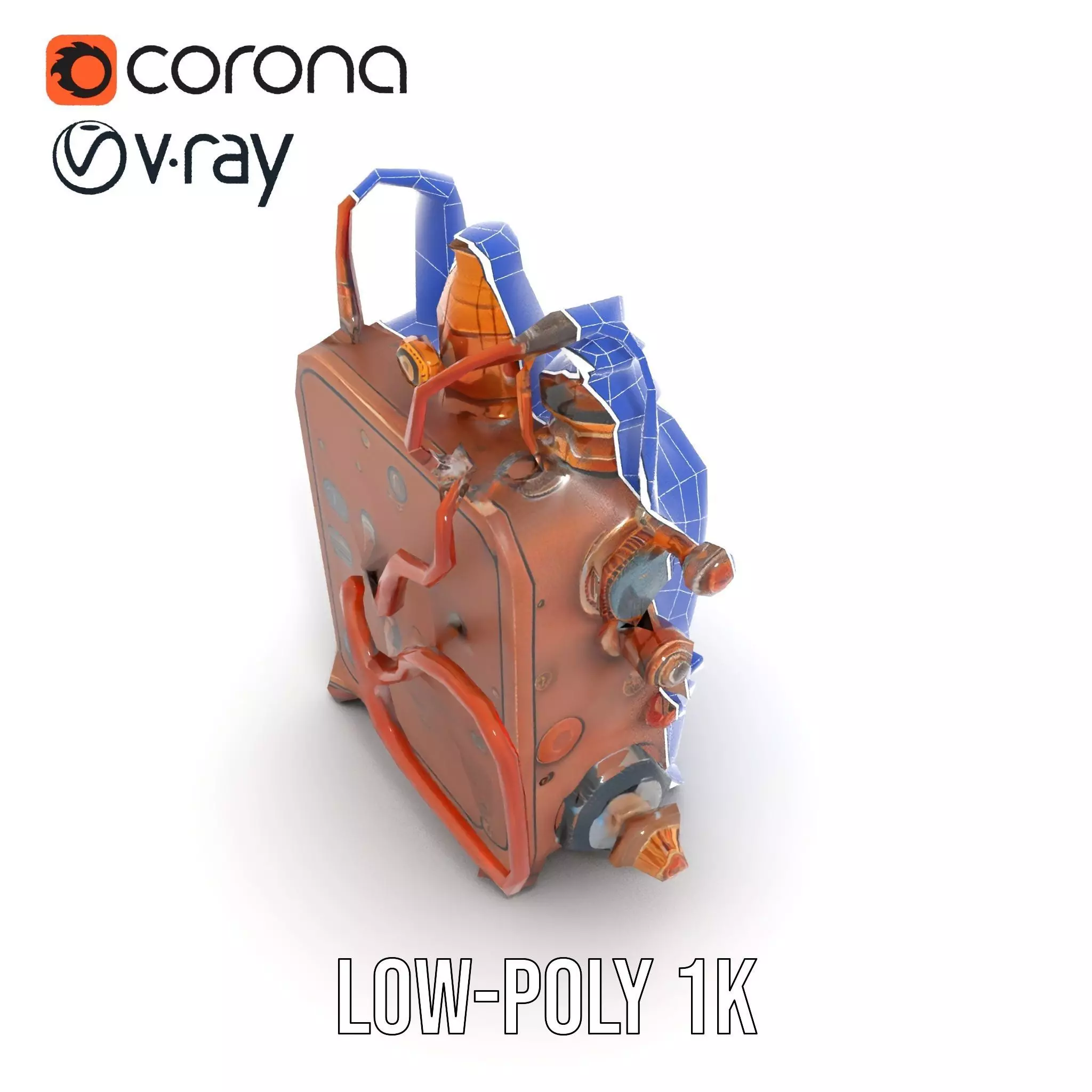 Steampunk Copper Gadget model pack Low-poly 3D model_19
