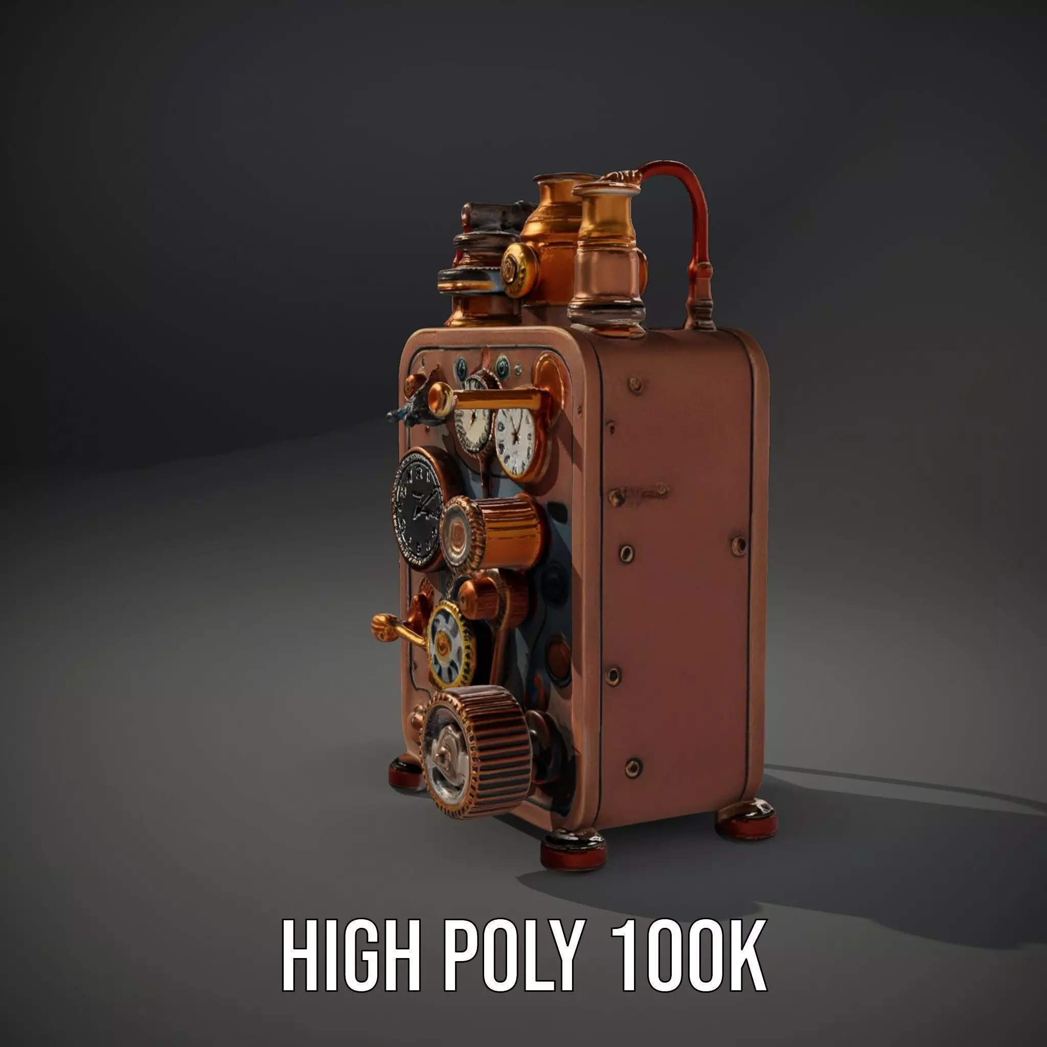 Steampunk Copper Gadget model pack Low-poly 3D model_10