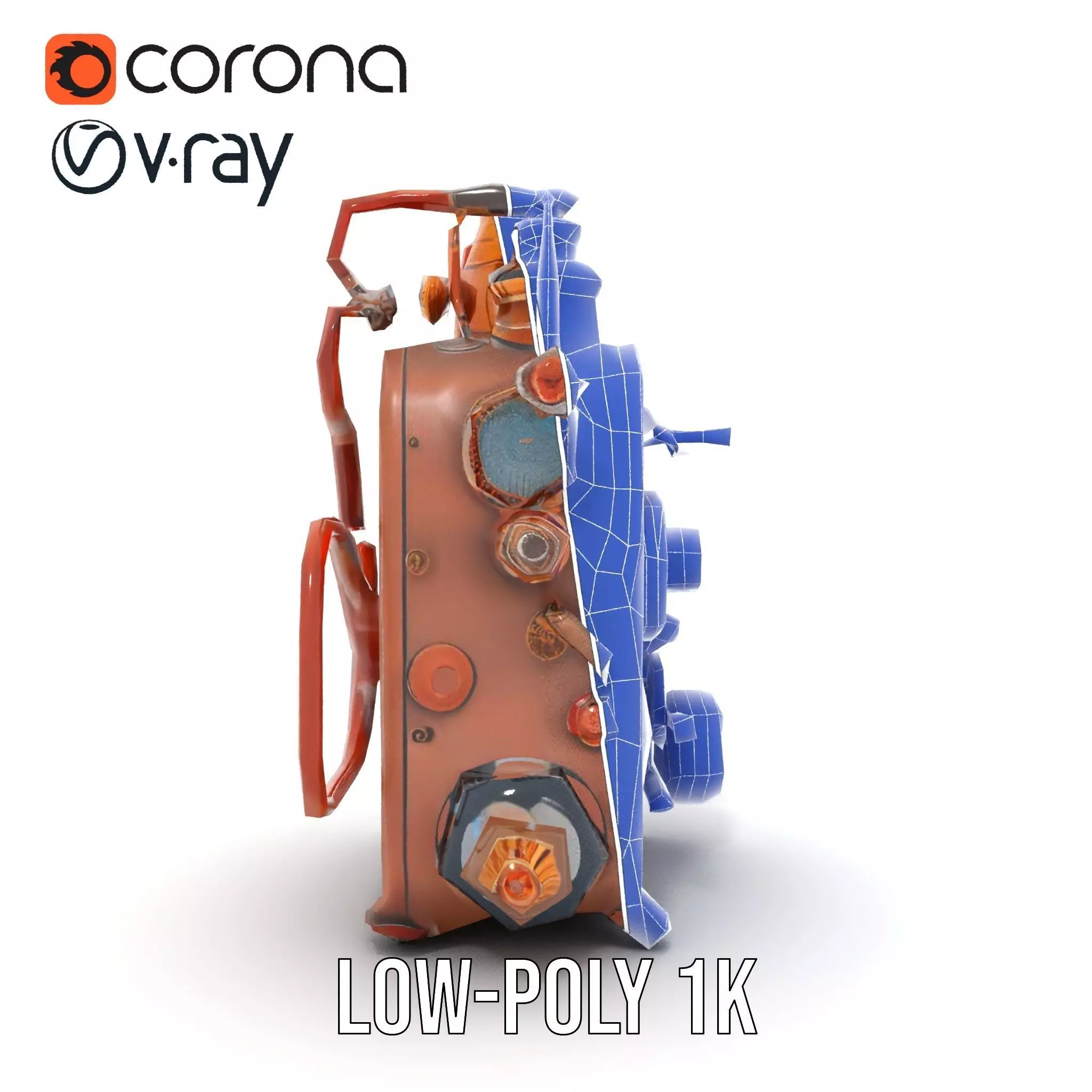 Steampunk Copper Gadget model pack Low-poly 3D model_30