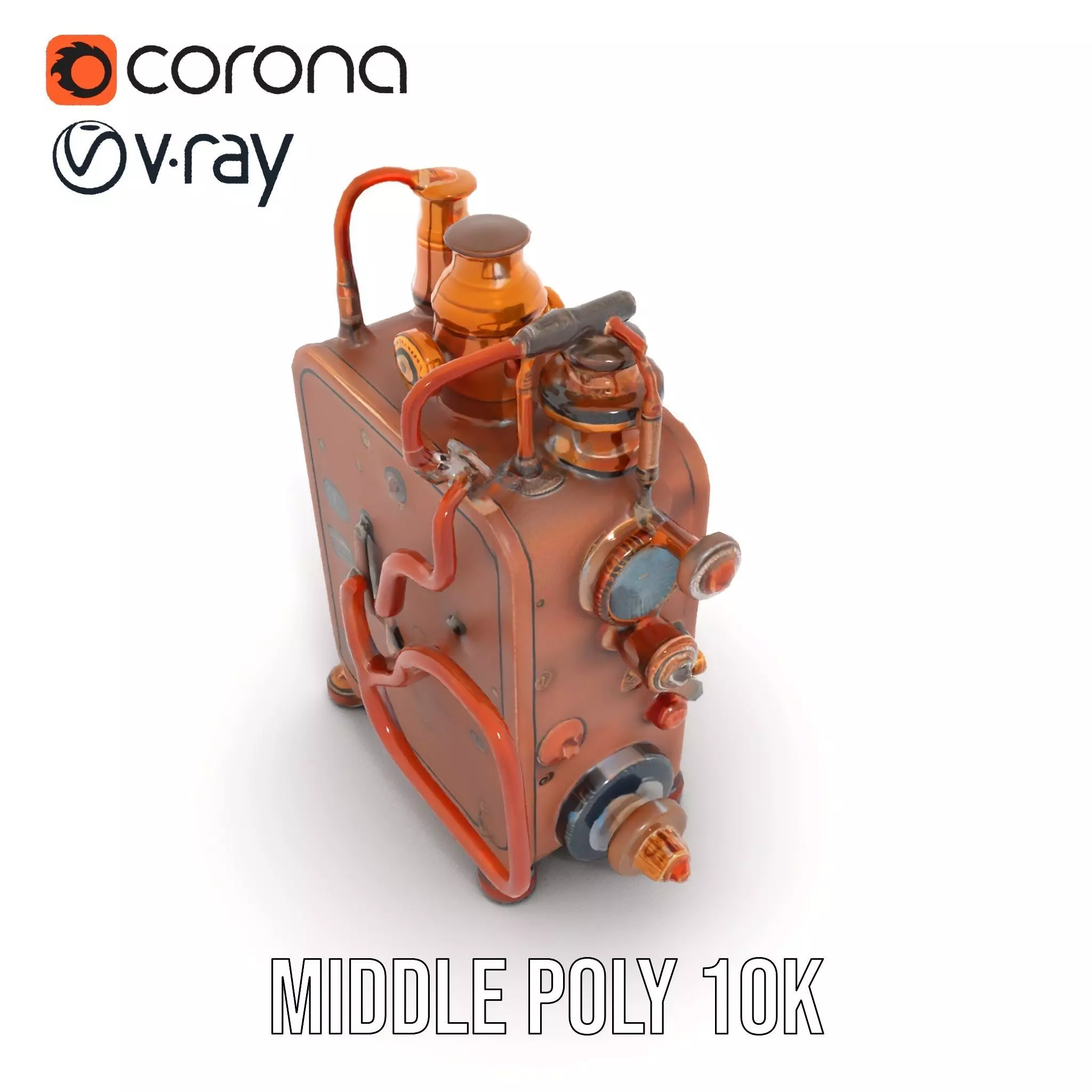 Steampunk Copper Gadget model pack Low-poly 3D model_5