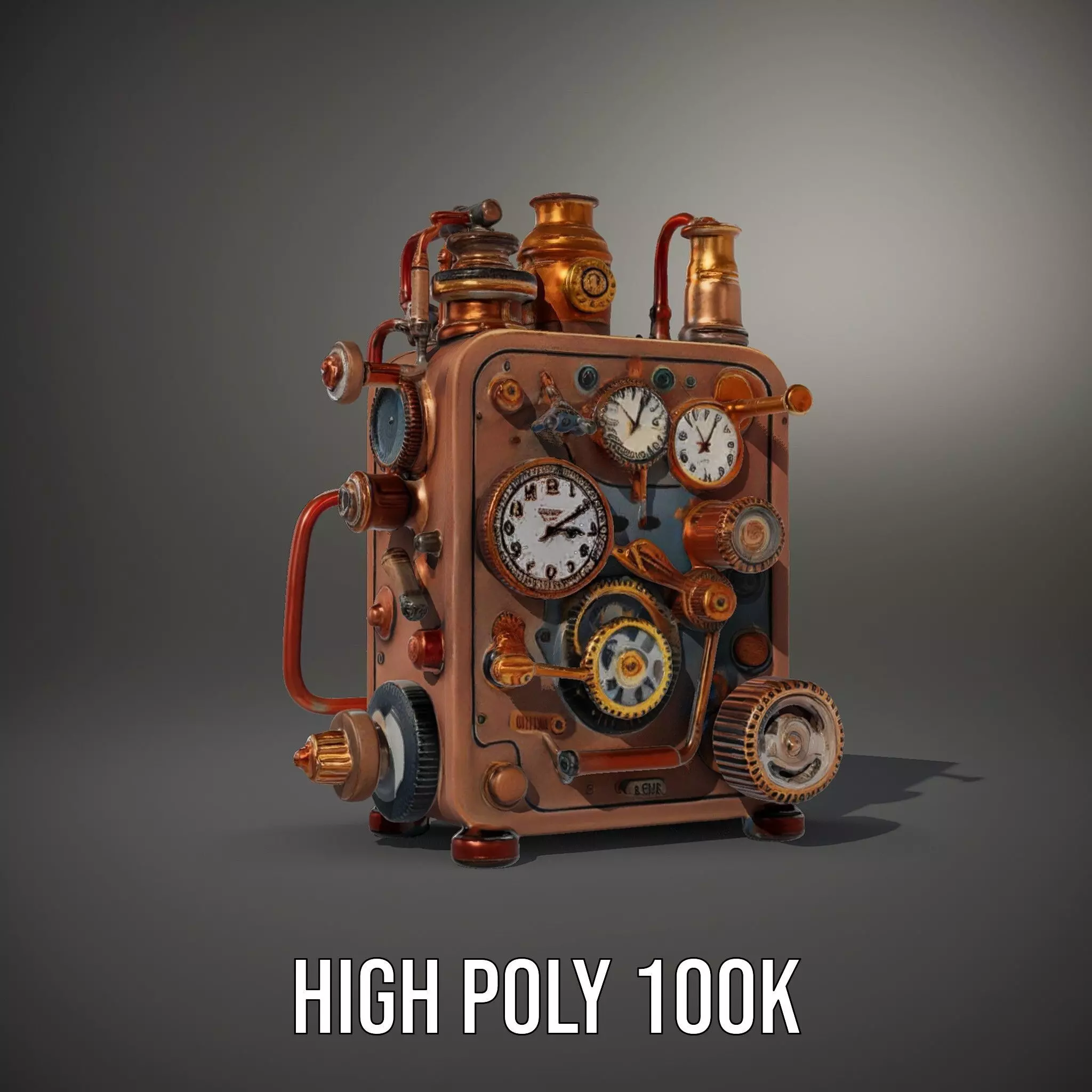Steampunk Copper Gadget model pack Low-poly 3D model_8