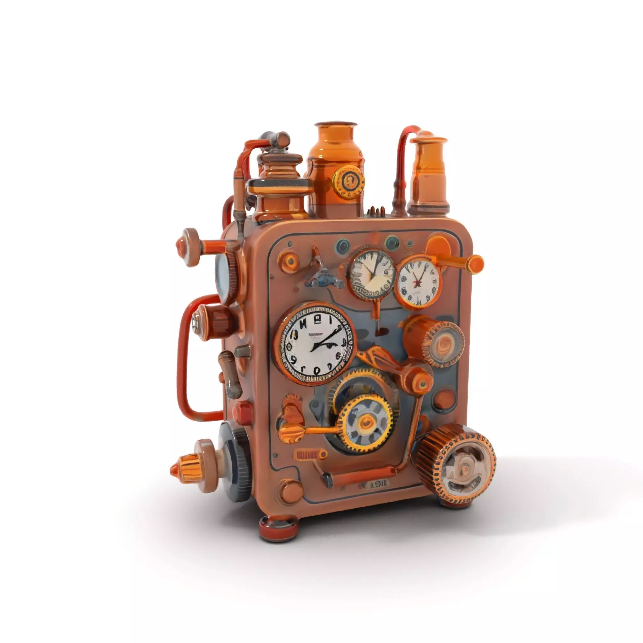 Steampunk Copper Gadget model pack Low-poly 3D model_0
