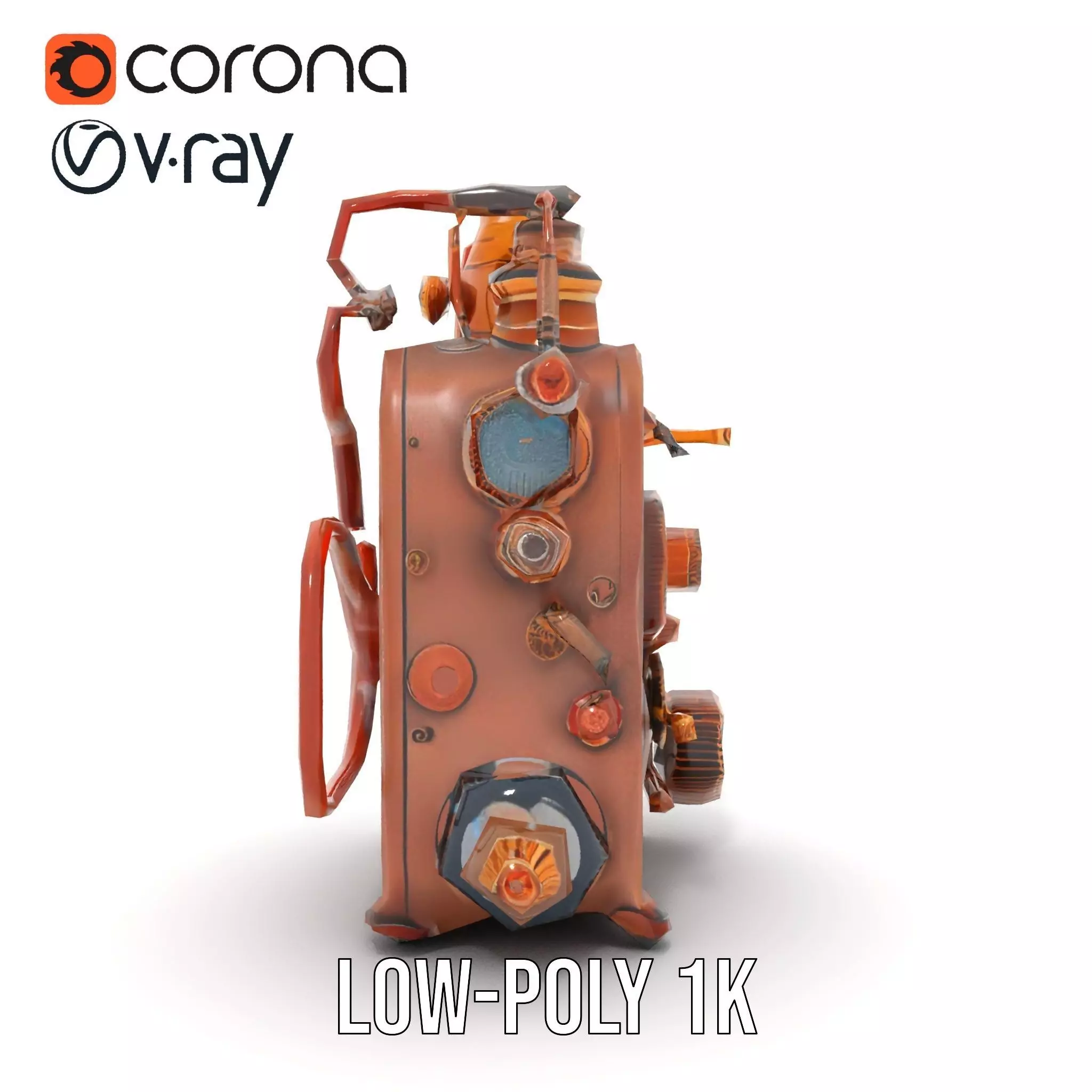 Steampunk Copper Gadget model pack Low-poly 3D model_7