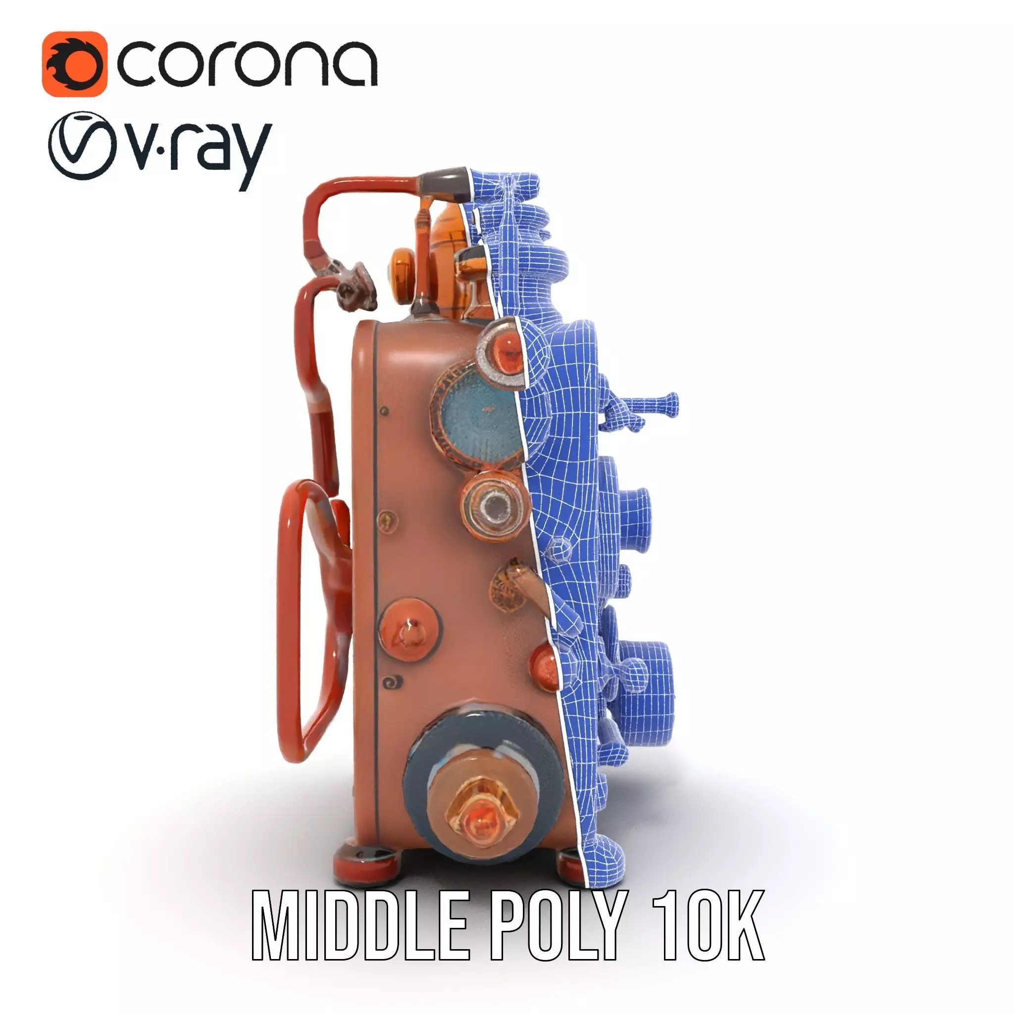 Steampunk Copper Gadget model pack Low-poly 3D model_26