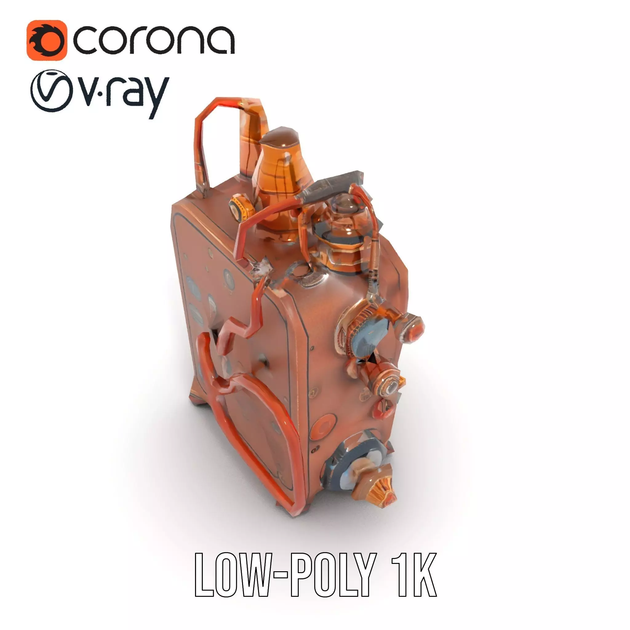 Steampunk Copper Gadget model pack Low-poly 3D model_16