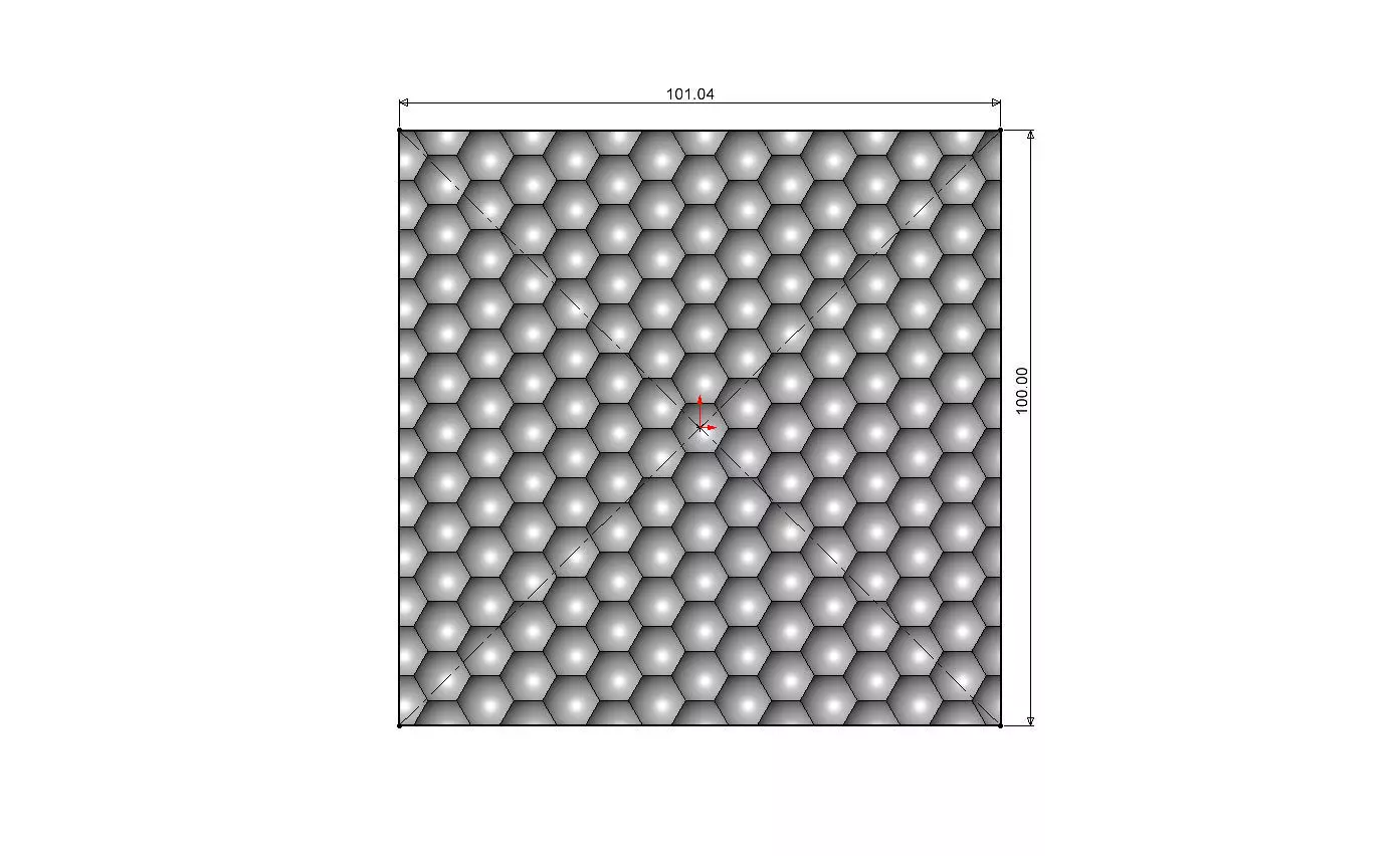Hexagonal dome texture 3d relief panel for CNC and 3d prinitng 3D print model_5