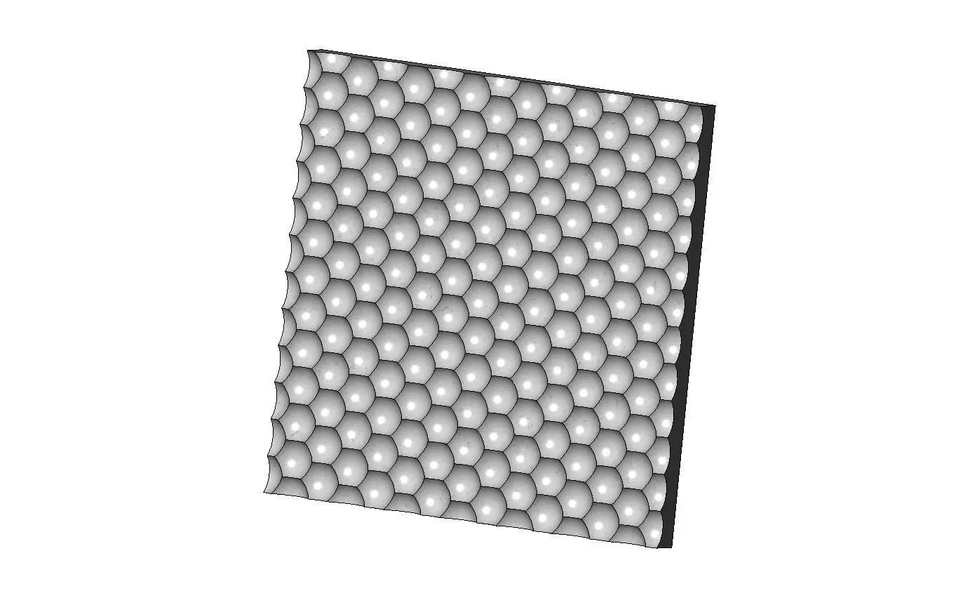 Hexagonal dome texture 3d relief panel for CNC and 3d prinitng 3D print model_8