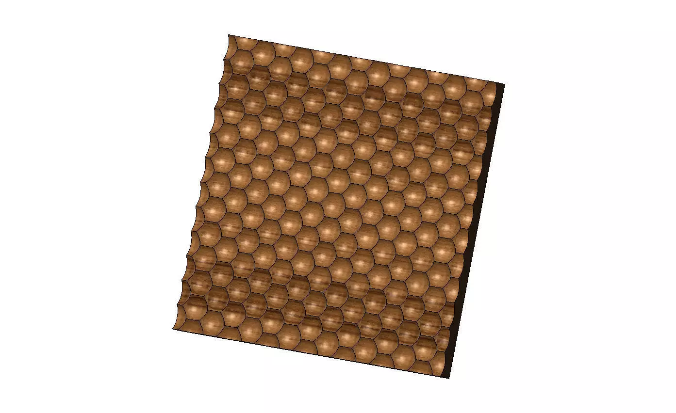 Hexagonal dome texture 3d relief panel for CNC and 3d prinitng 3D print model_9