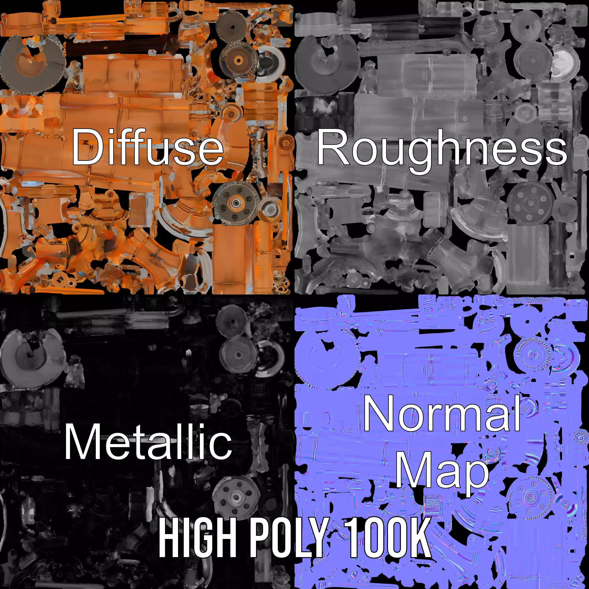 Copper Steampunk Mechanism model pack Low-poly 3D model_3