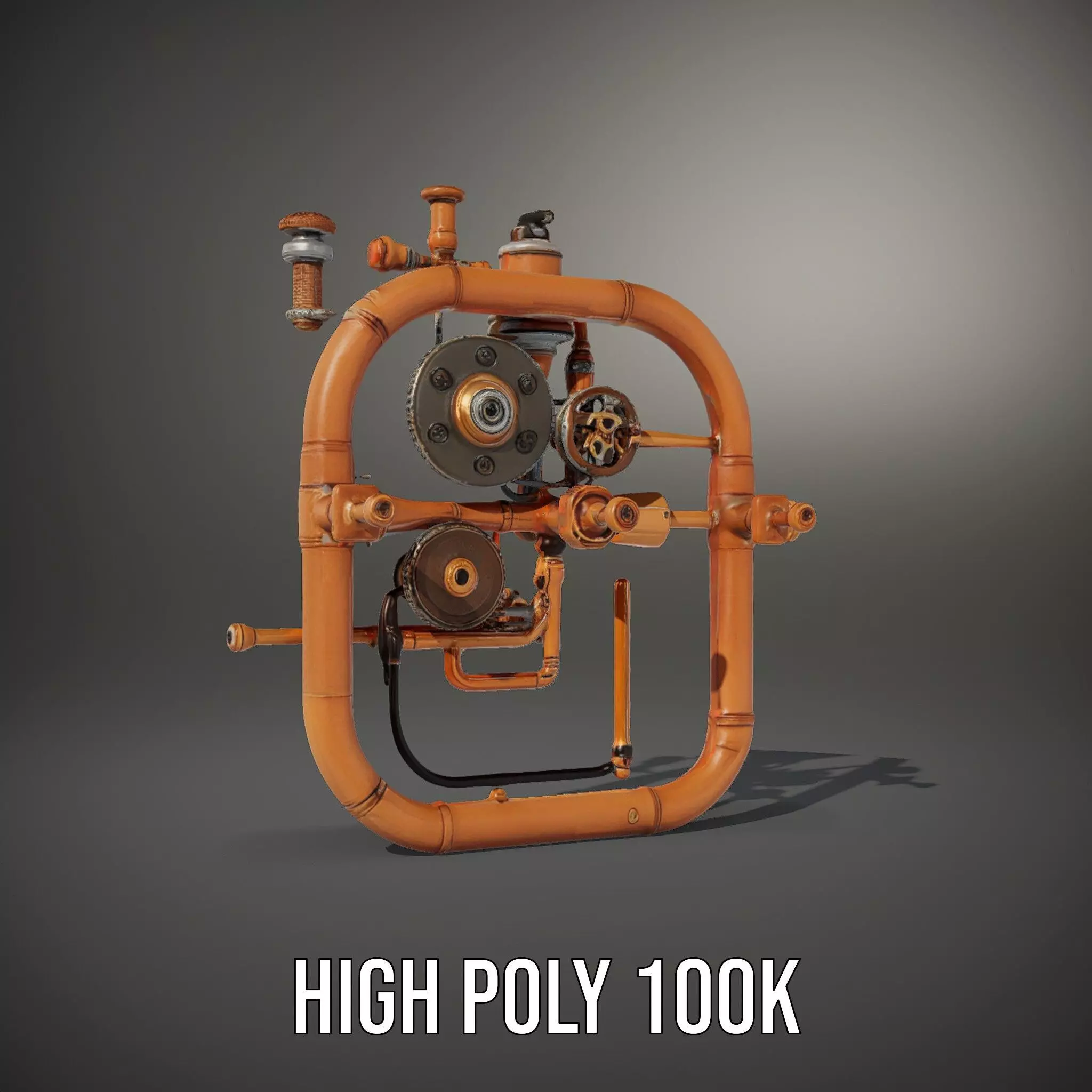 Copper Steampunk Mechanism model pack Low-poly 3D model_8