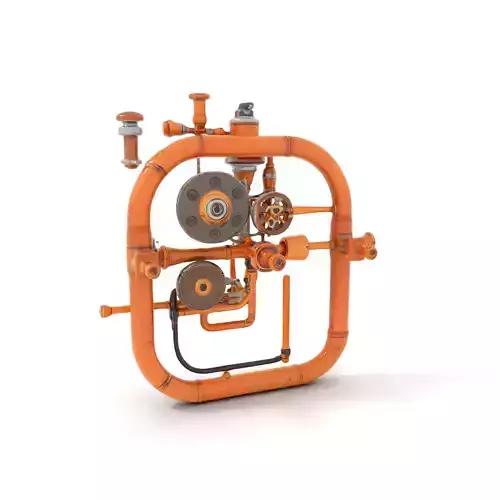 Copper Steampunk Mechanism model pack Low-poly 3D model