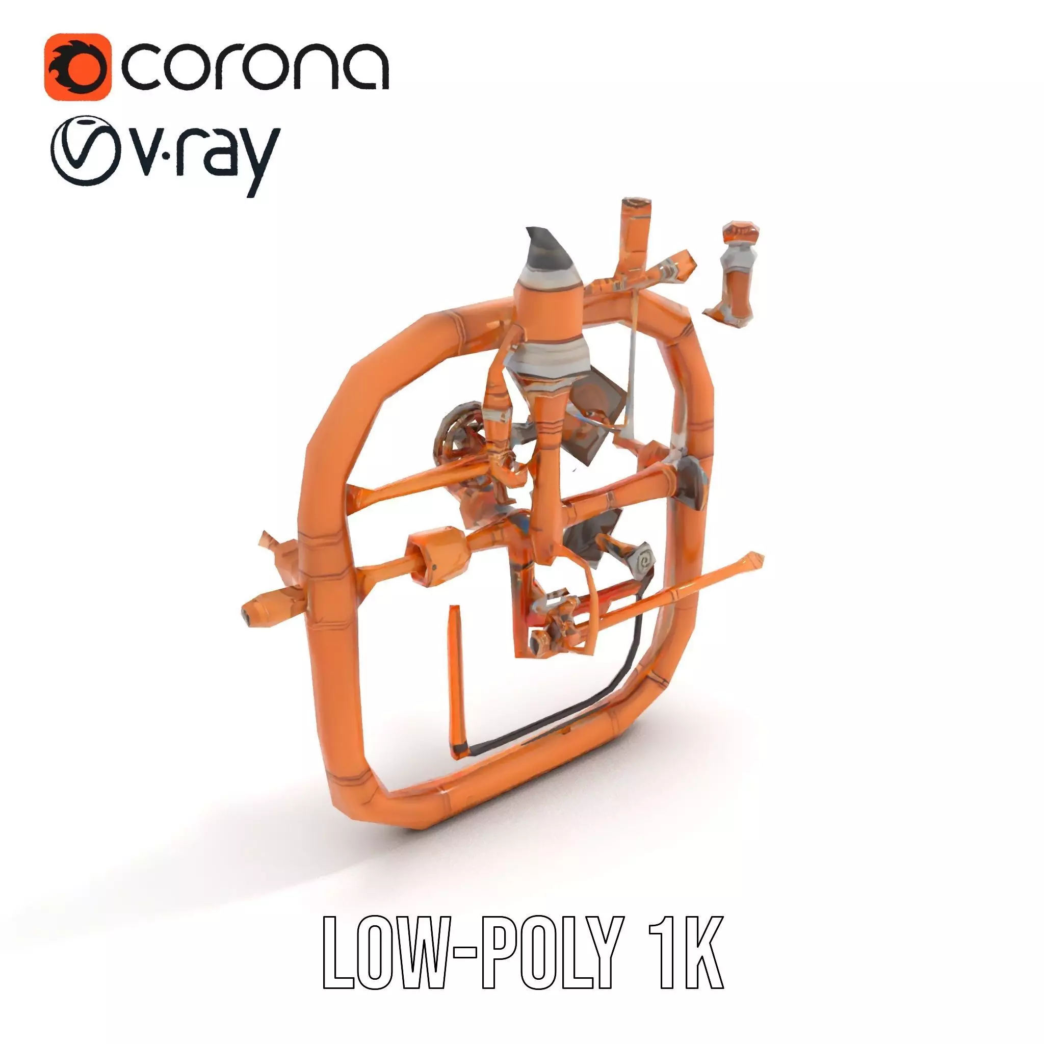 Copper Steampunk Mechanism model pack Low-poly 3D model_25