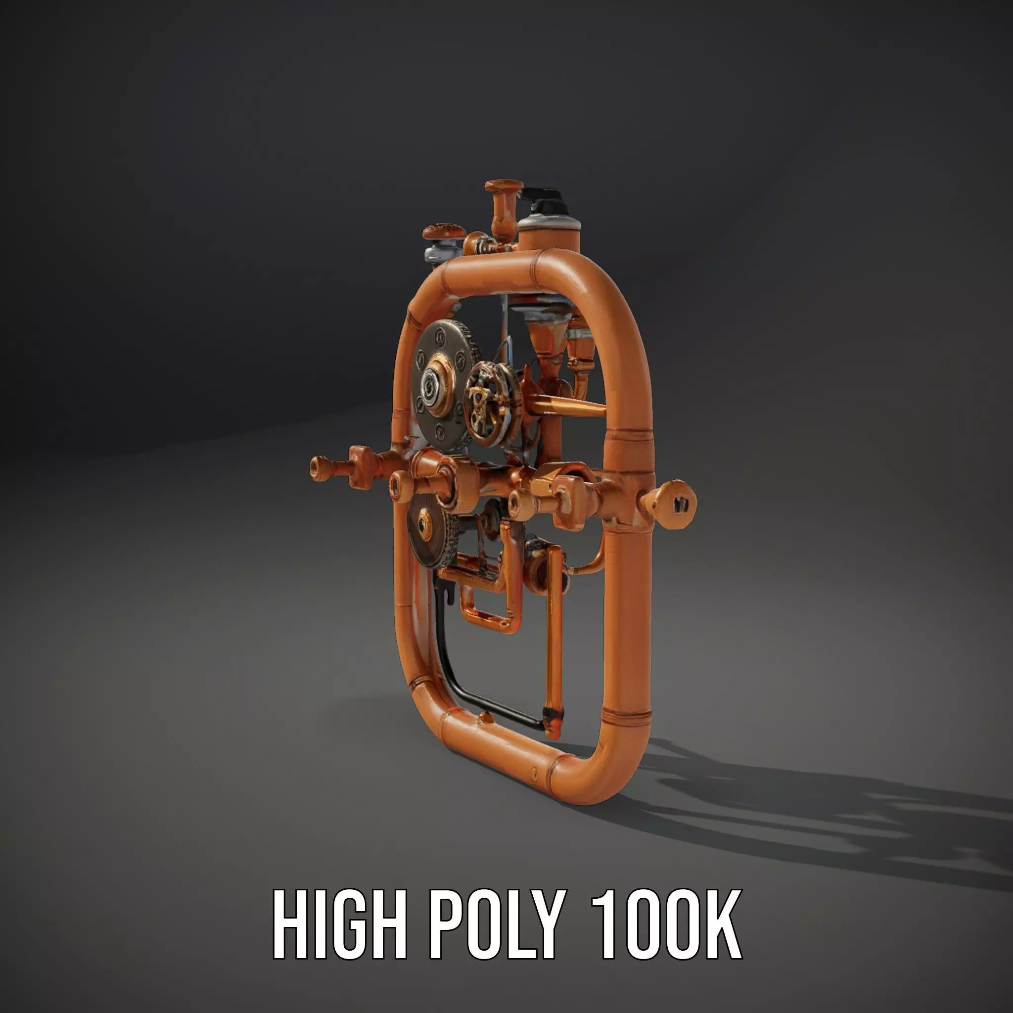 Copper Steampunk Mechanism model pack Low-poly 3D model_10