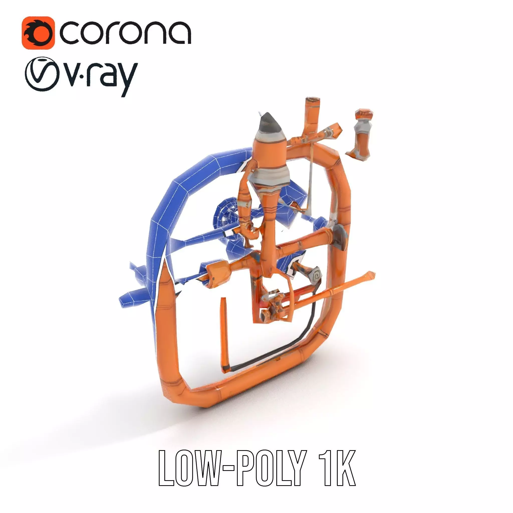 Copper Steampunk Mechanism model pack Low-poly 3D model_14