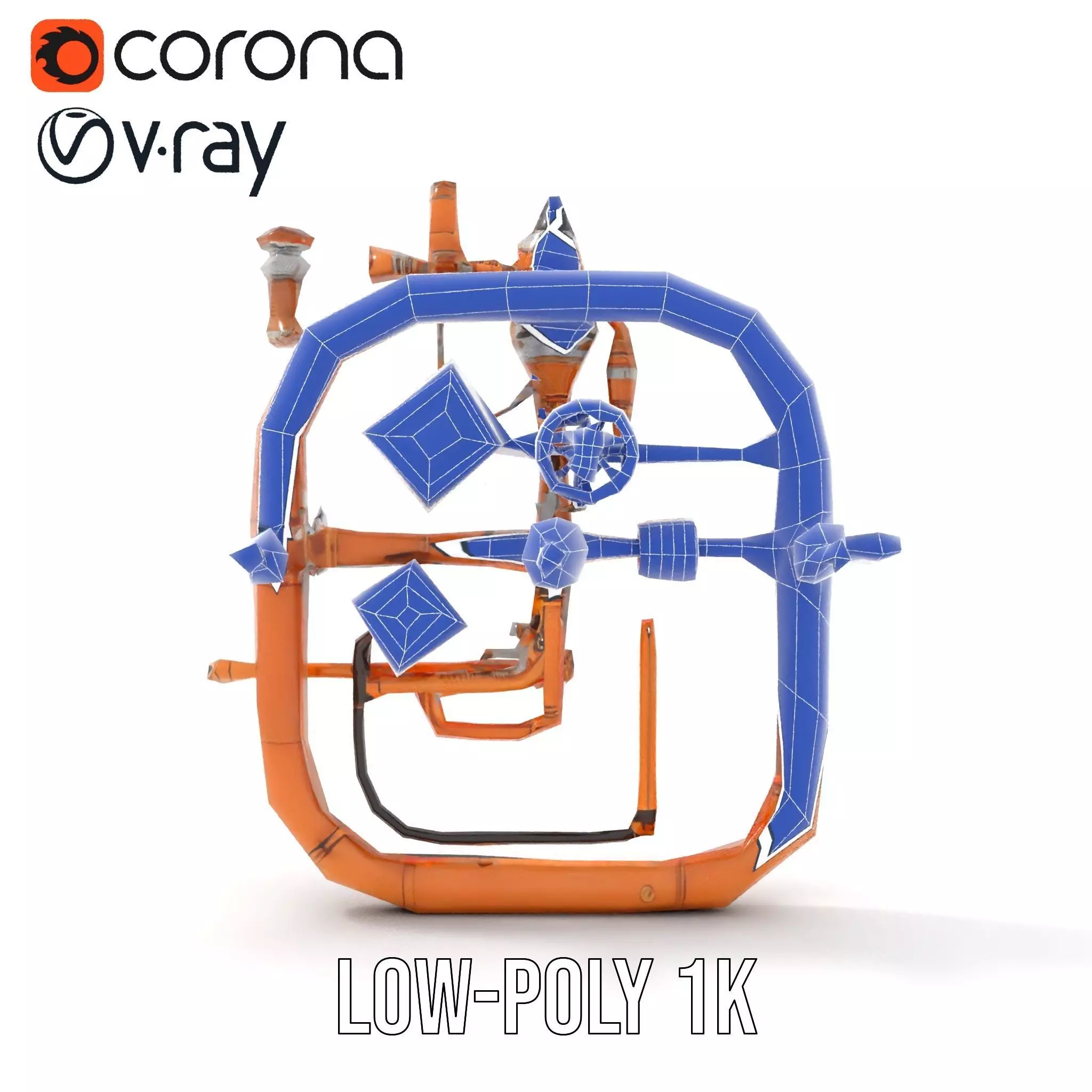 Copper Steampunk Mechanism model pack Low-poly 3D model_28