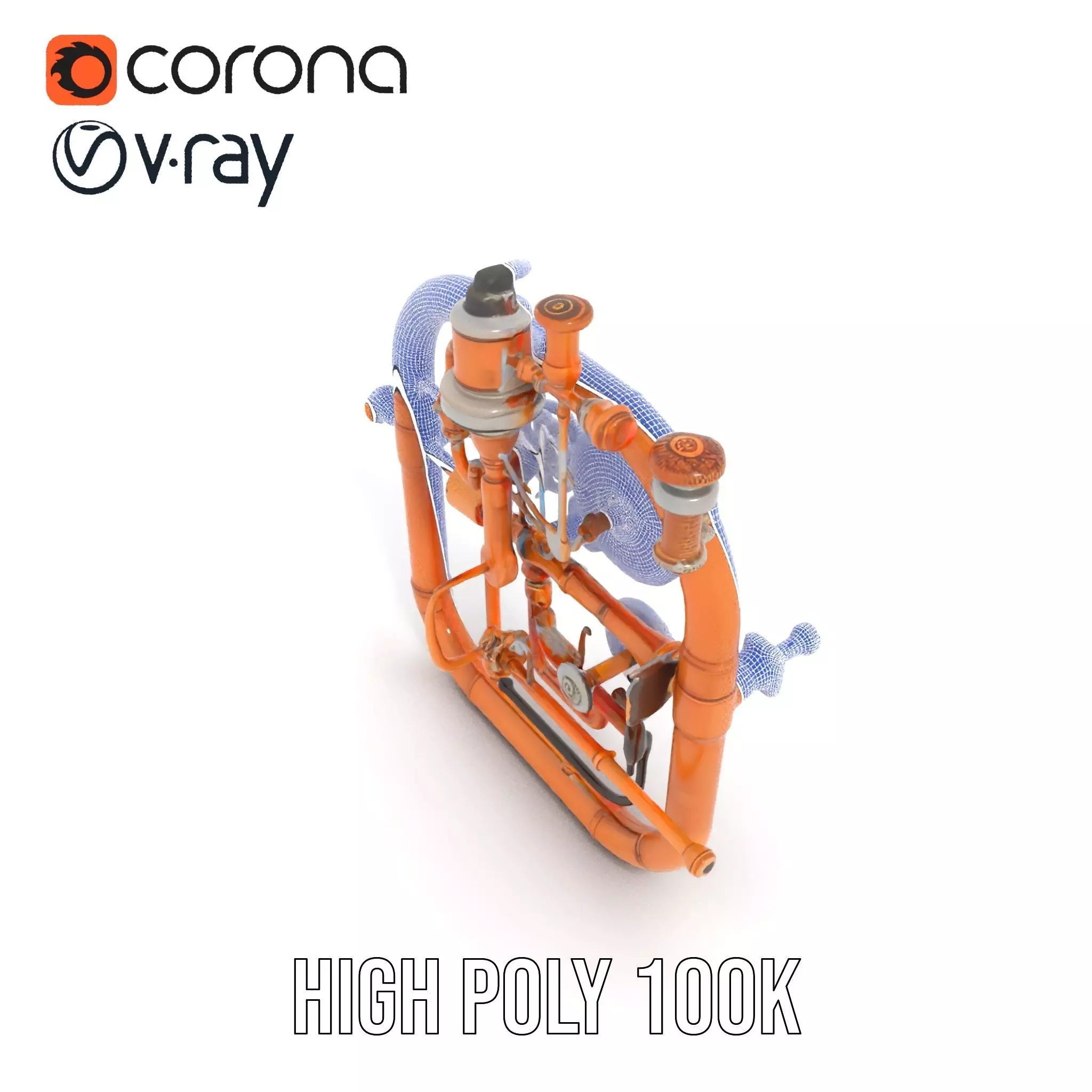 Copper Steampunk Mechanism model pack Low-poly 3D model_34